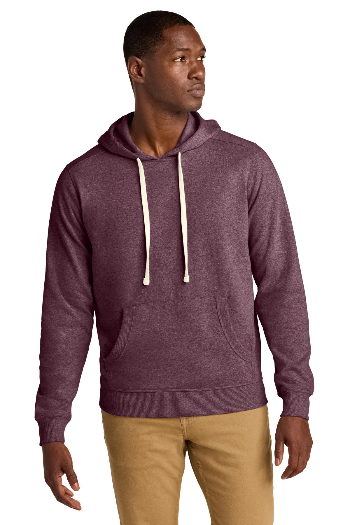 Custom logo District® Re-Fleece™Hoodie DT8100 in Maroon Heather