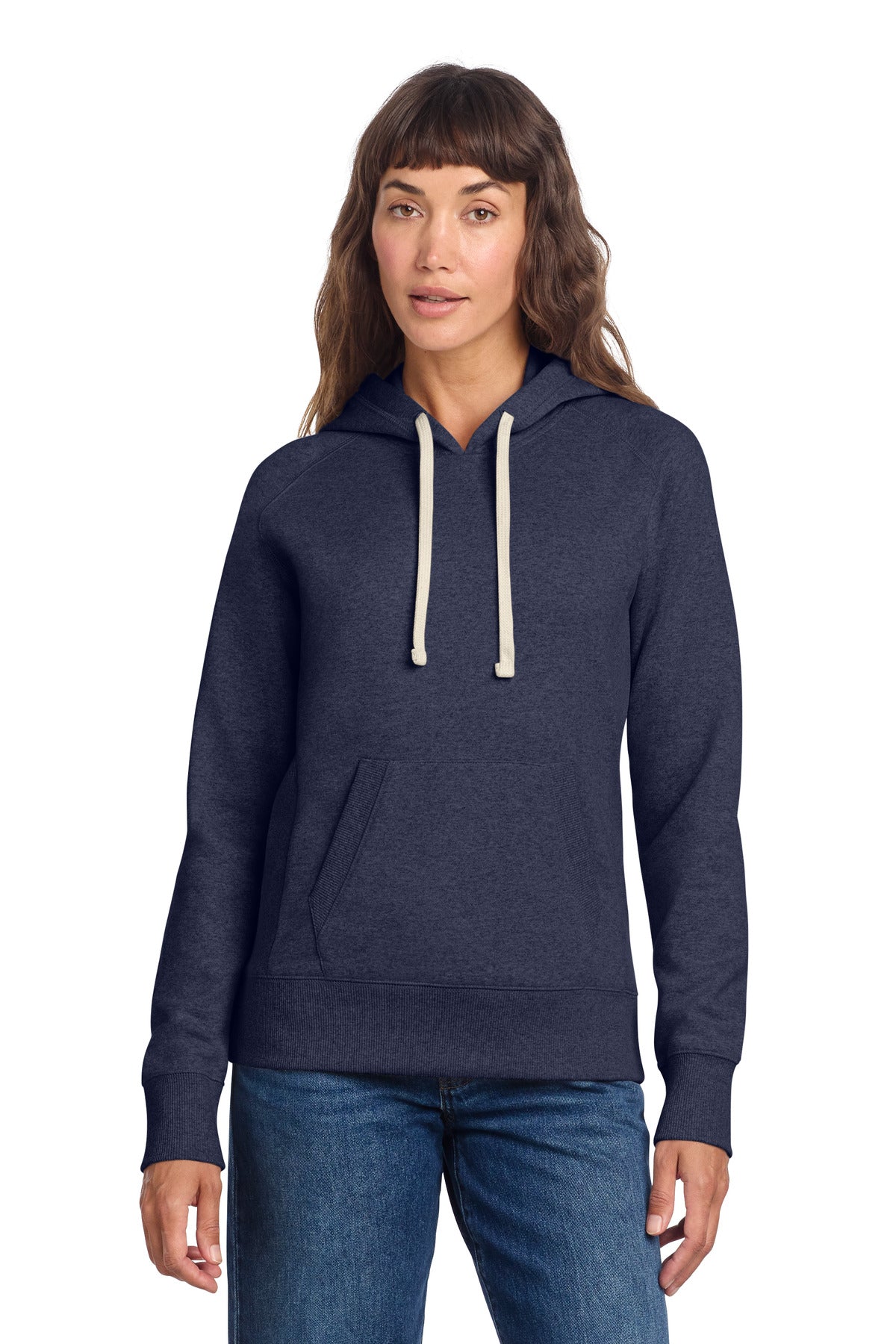 Custom logo District® Women's Re-Fleece™ Hoodie DT8101 in Heathered Navy