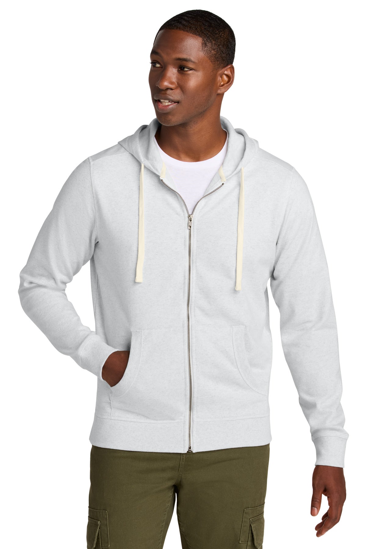 Custom logo District® Re-Fleece™Full-Zip Hoodie DT8102 in Ash
