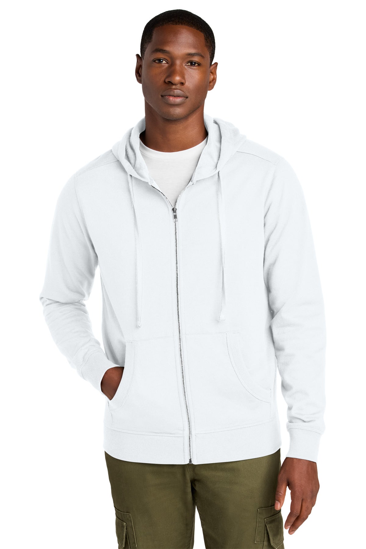 Custom logo District® Re-Fleece™Full-Zip Hoodie DT8102 in White