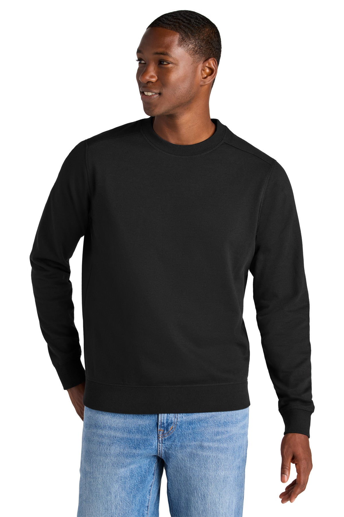 Custom logo District® Re-Fleece™Crew DT8104 in Black