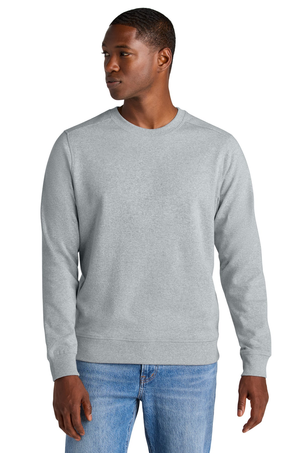 Custom logo District® Re-Fleece™Crew DT8104 in Light Heather Grey