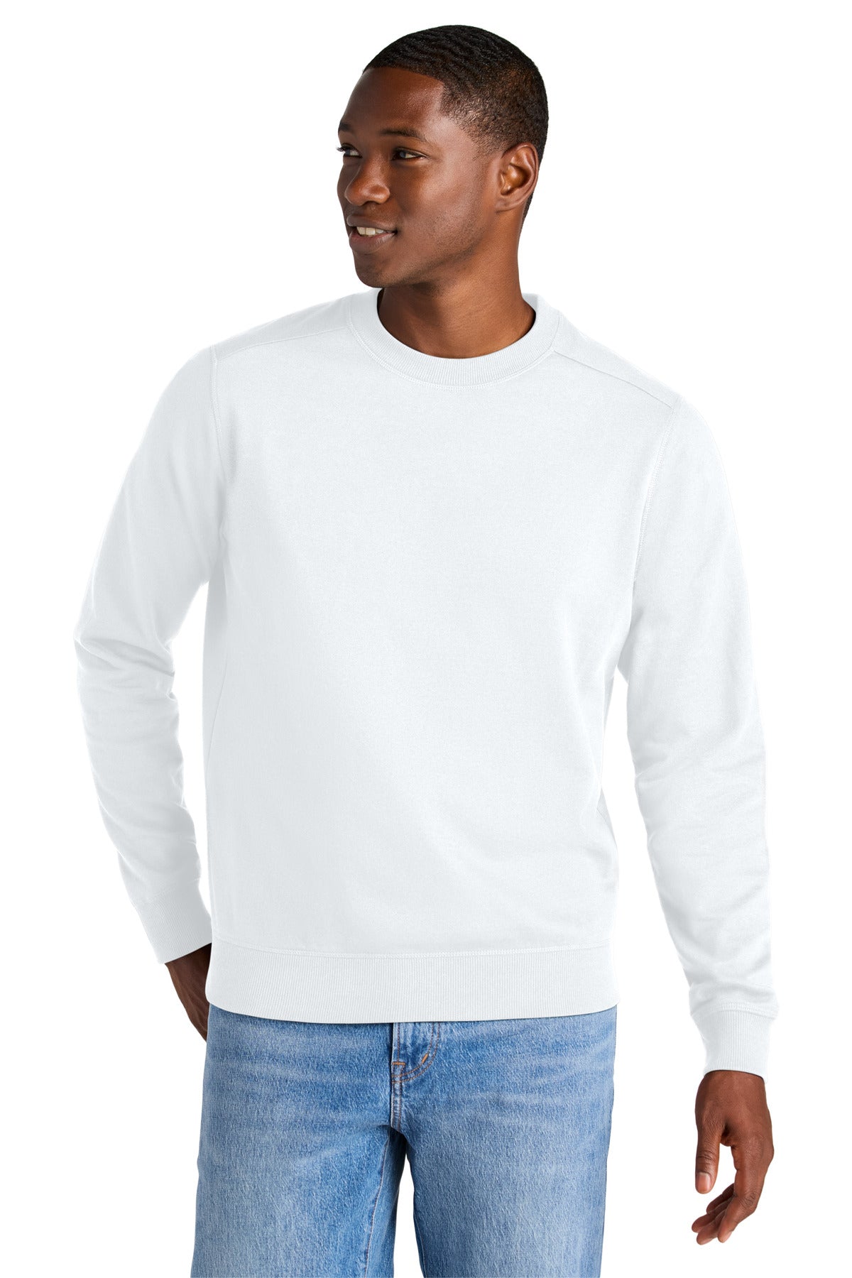 Custom logo District® Re-Fleece™Crew DT8104 in White