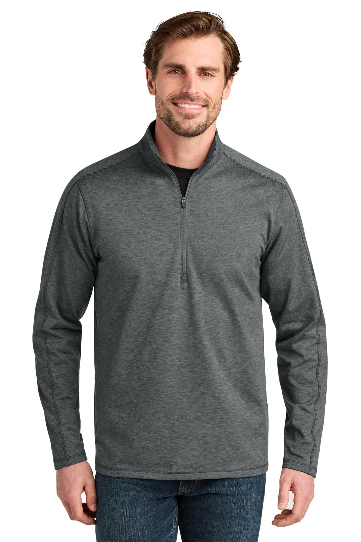 Custom logo Eddie Bauer® Adventurer 1/4-Zip EB120 in Metal Grey Heather