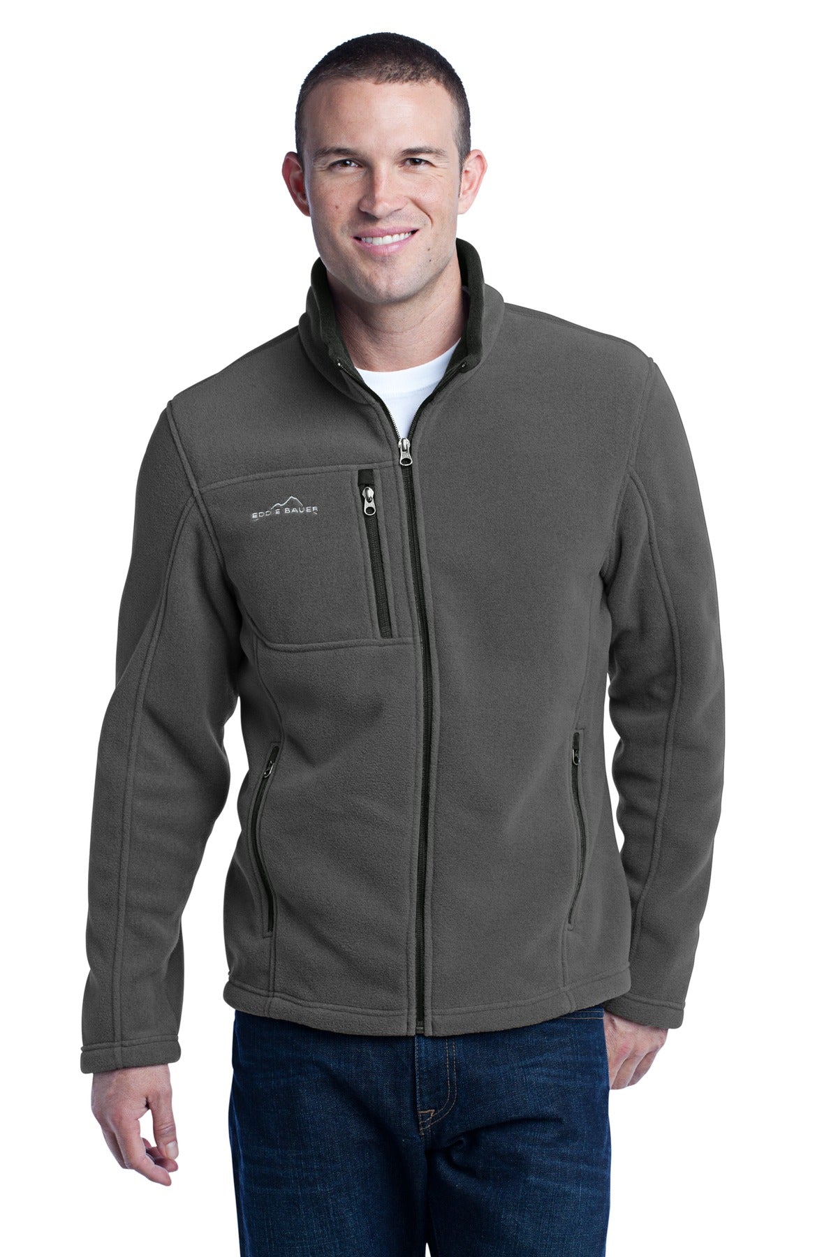 Custom logo Eddie Bauer® - Full-Zip Fleece Jacket. EB200 in Grey Steel