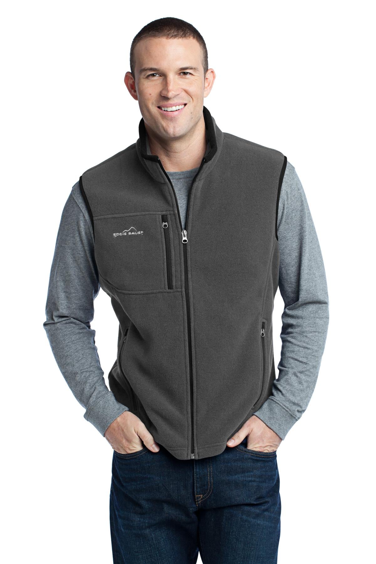 Custom logo Eddie Bauer® - Fleece Vest. EB204 in Grey Steel