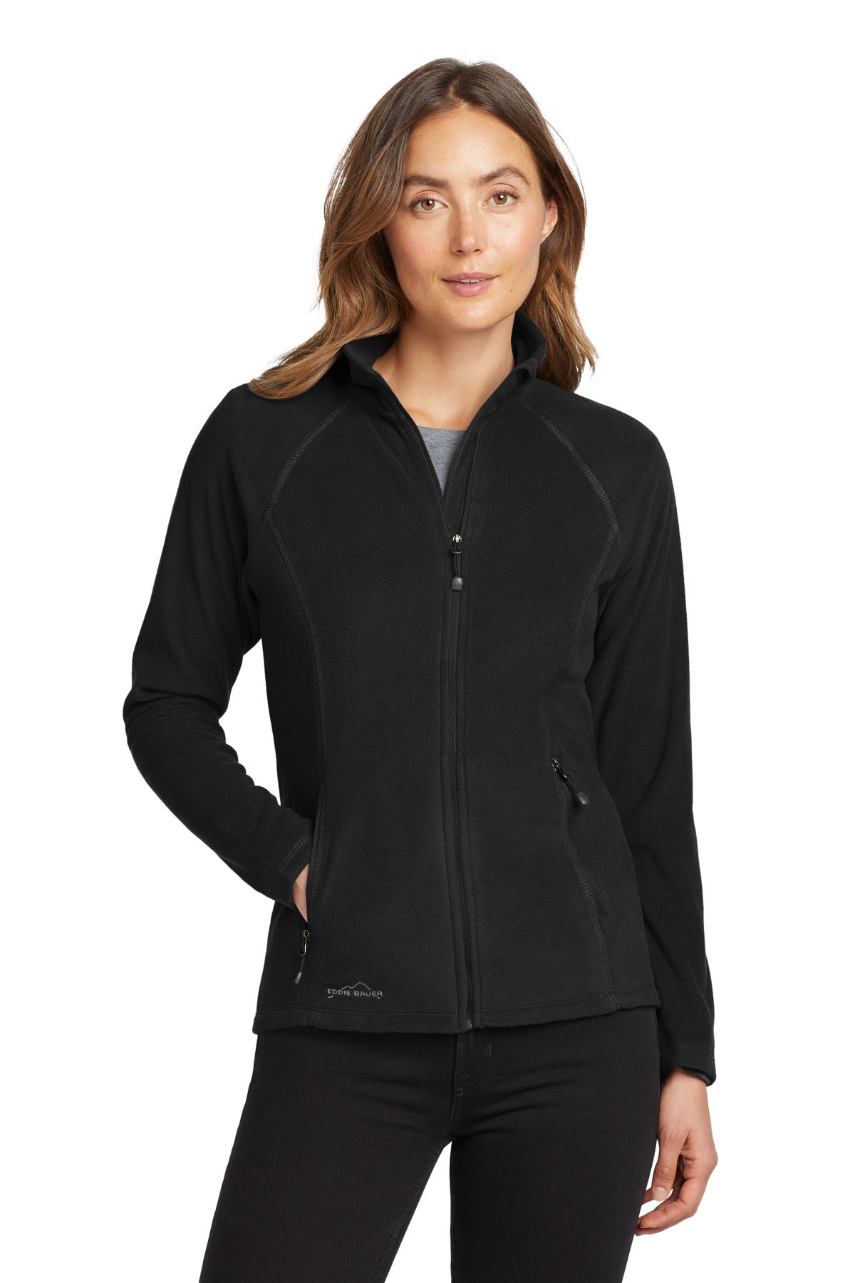 Custom logo Eddie Bauer® Women's Full-Zip Microfleece Jacket. EB225 in Black