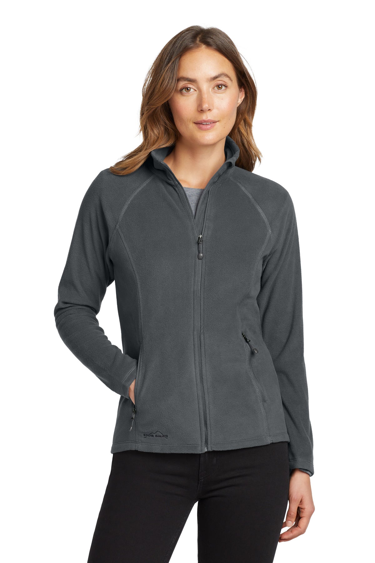 Custom logo Eddie Bauer® Women's Full-Zip Microfleece Jacket. EB225 in Grey Steel