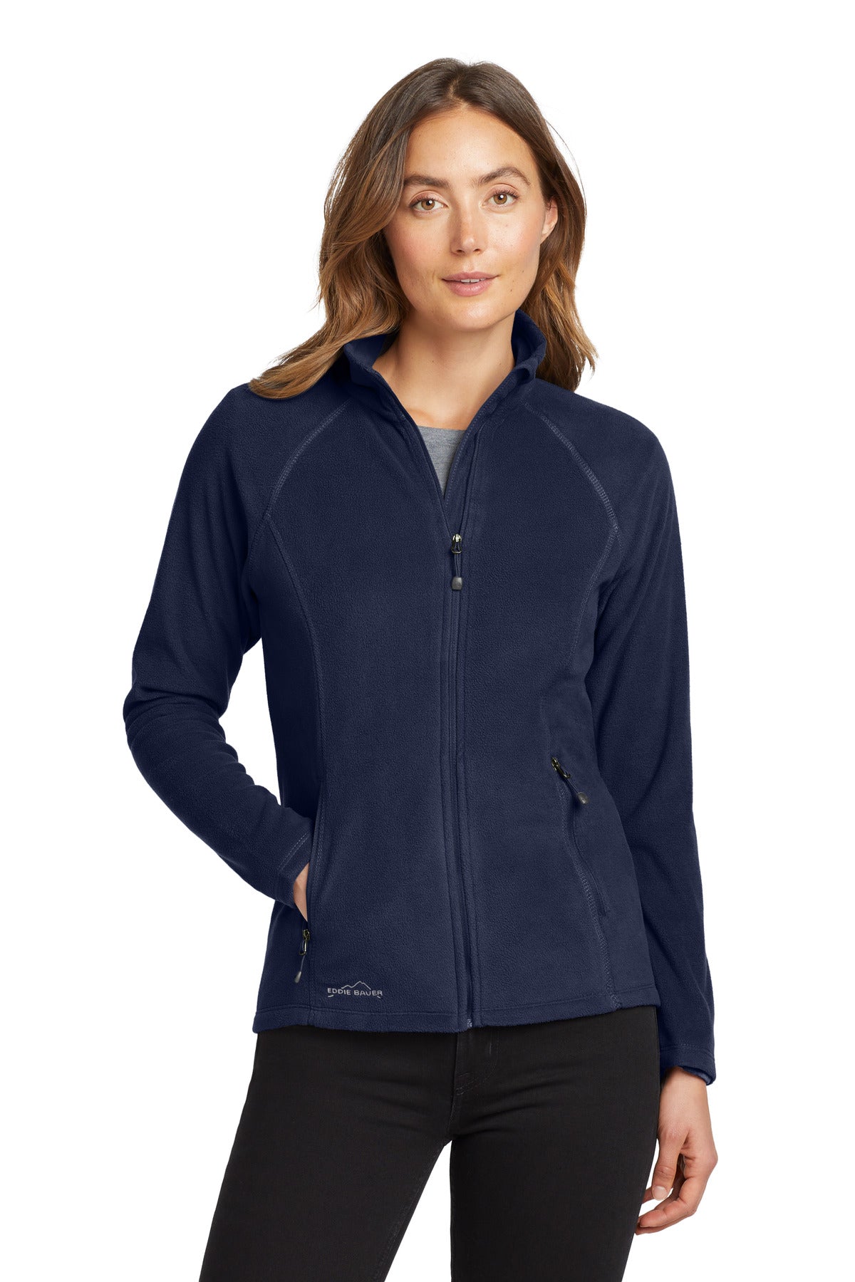 Custom logo Eddie Bauer® Women's Full-Zip Microfleece Jacket. EB225 in Navy