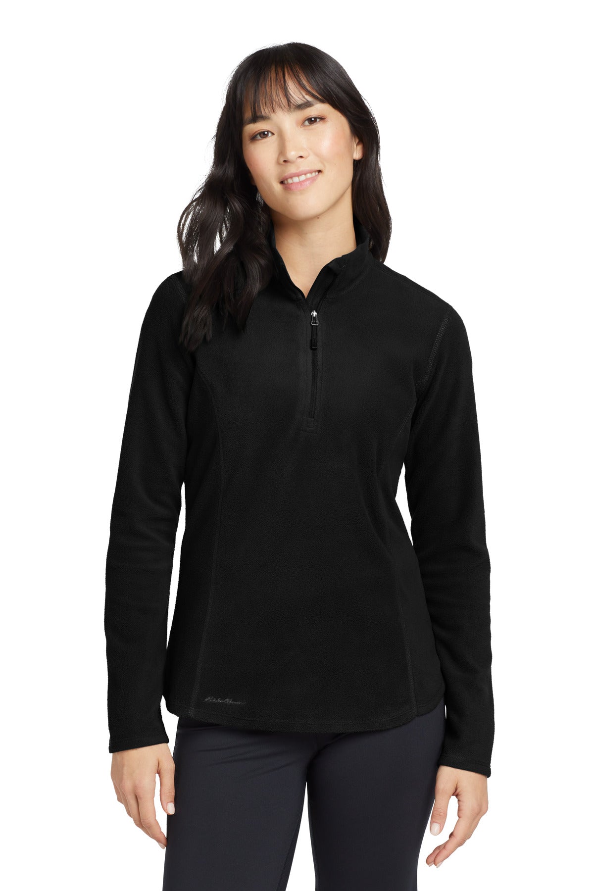 Custom logo Eddie Bauer® Women's 1/2-Zip Microfleece Jacket EB227 in Black