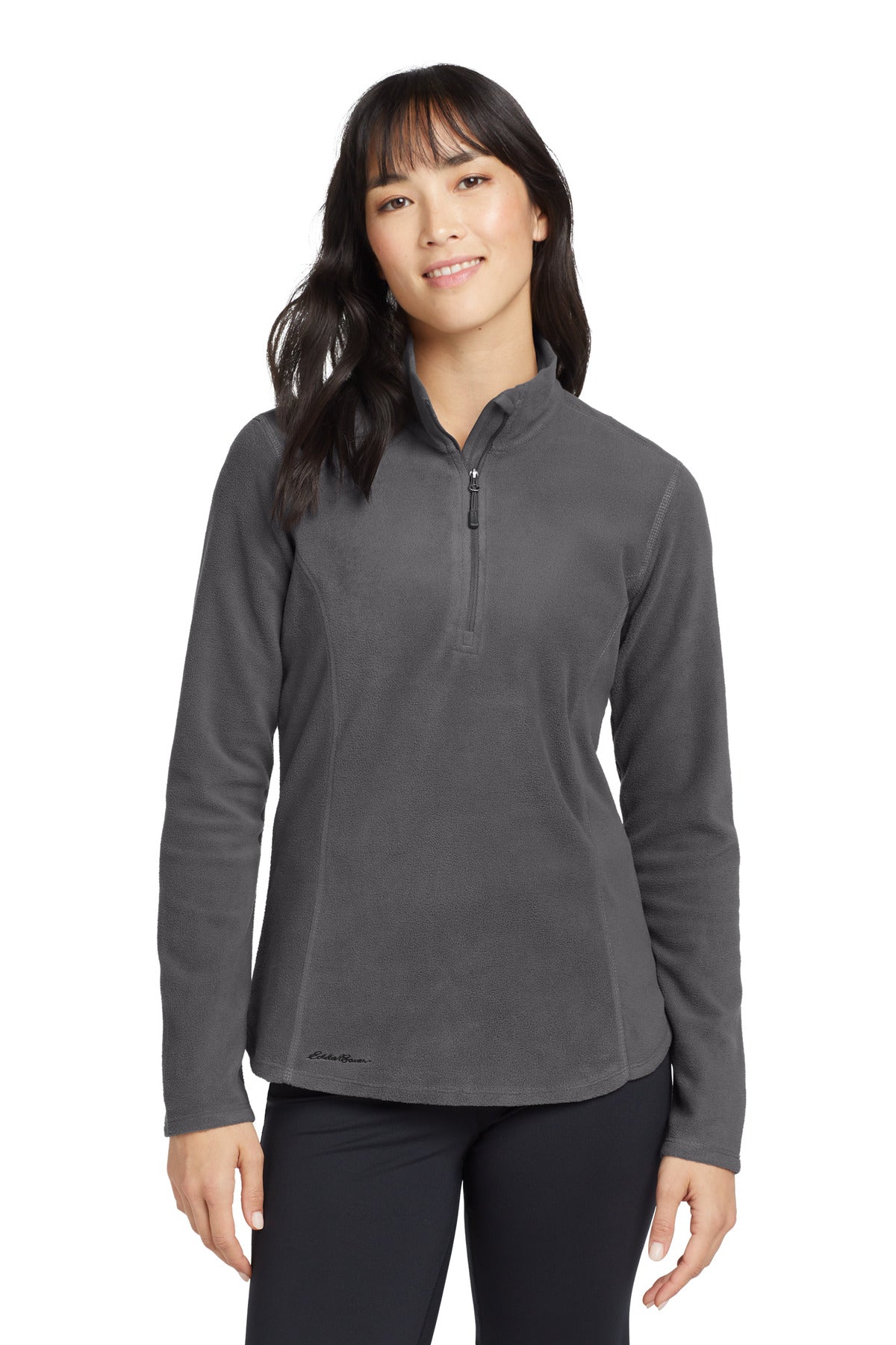 Custom logo Eddie Bauer® Women's 1/2-Zip Microfleece Jacket EB227 in Grey Steel