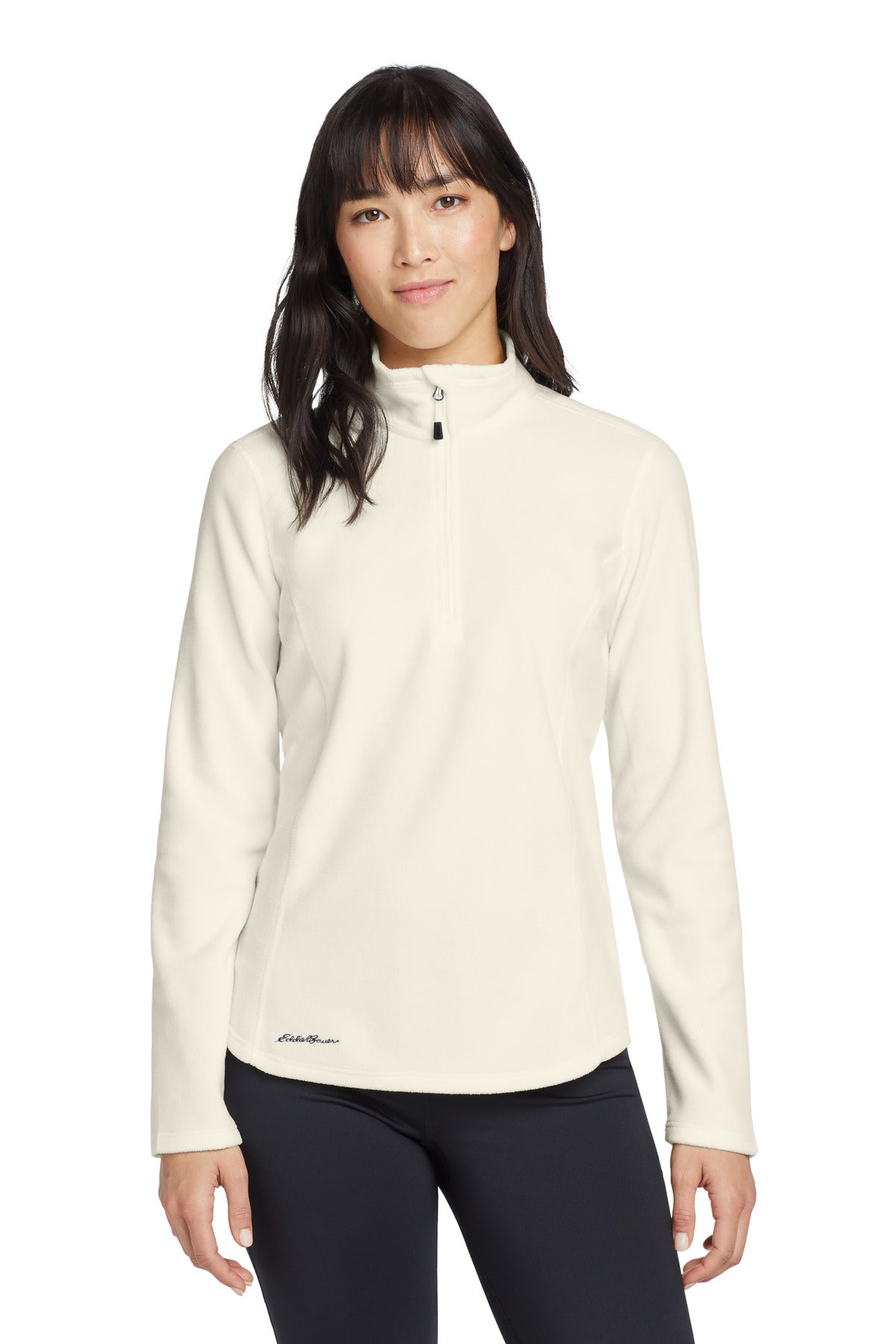 Custom logo Eddie Bauer® Women's 1/2-Zip Microfleece Jacket EB227 in Ivory