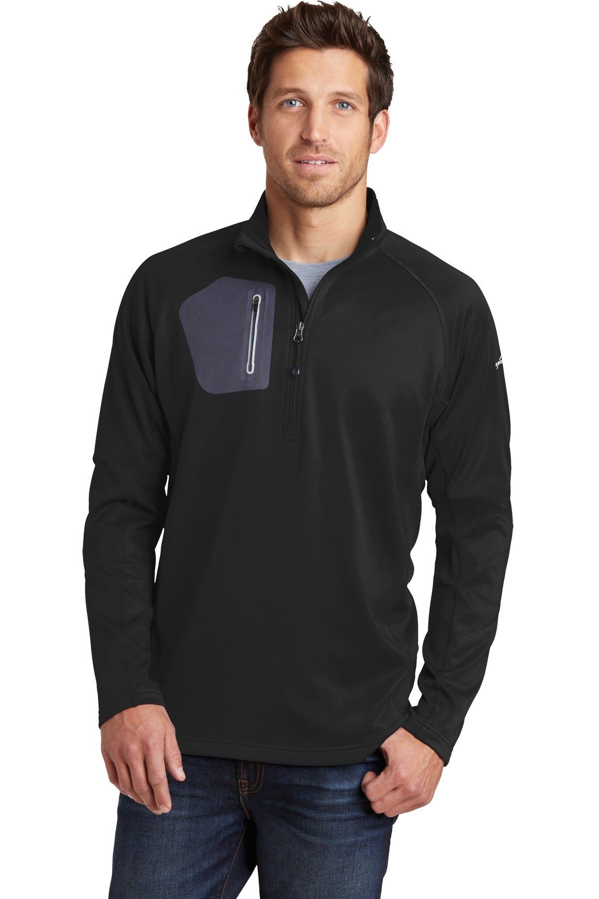 Custom logo Eddie Bauer® 1/2-Zip Performance Fleece. EB234 in Black
