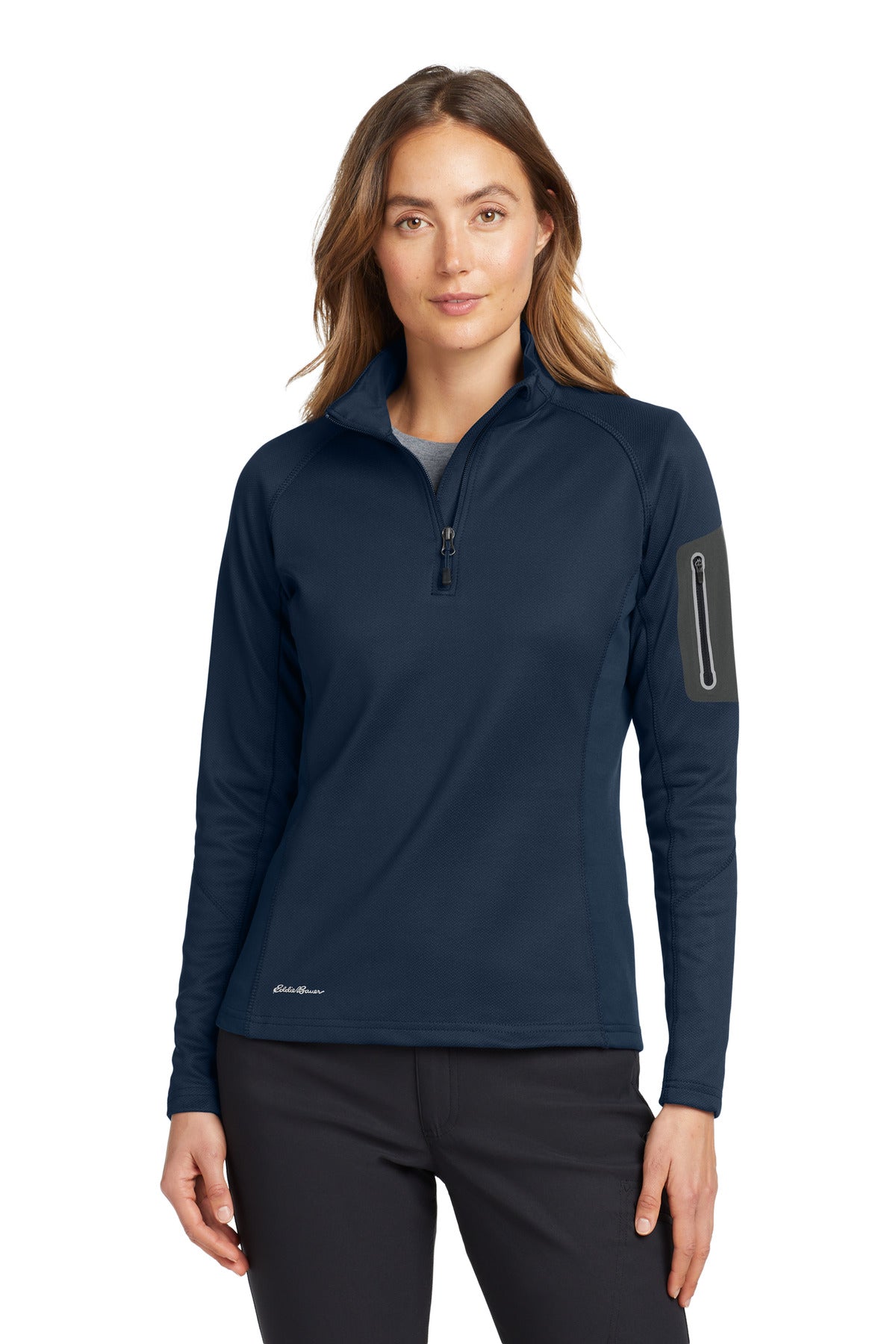 Custom logo Eddie Bauer® Women's 1/2-Zip Performance Fleece. EB235 in River Blue Navy