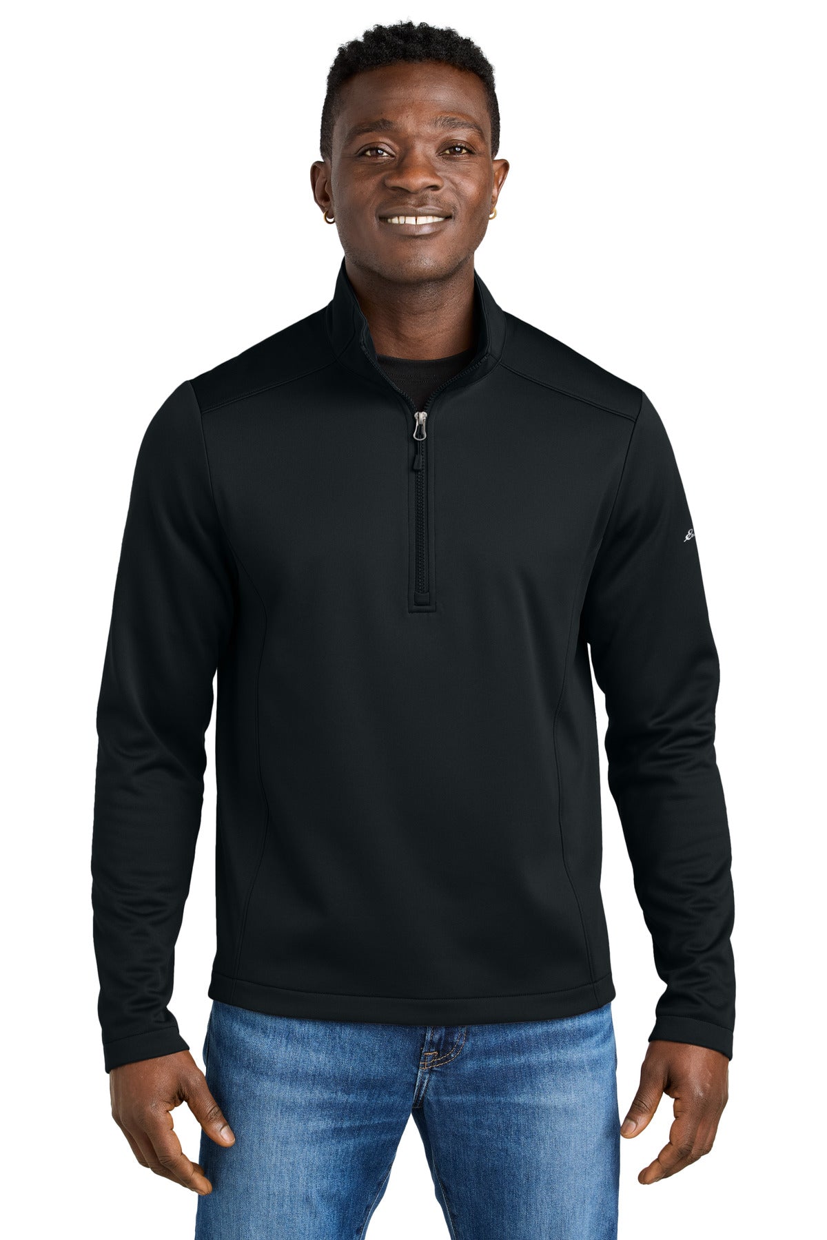 Custom logo Eddie Bauer® Smooth Mid Layer Fleece 1/2-Zip EB2360 in Black