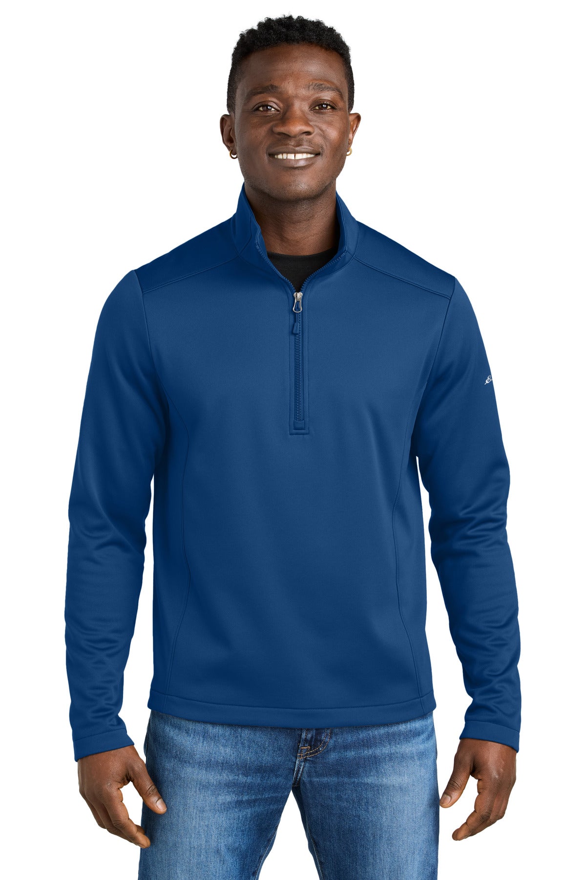 Custom logo Eddie Bauer® Smooth Mid Layer Fleece 1/2-Zip EB2360 in Cobalt Blue