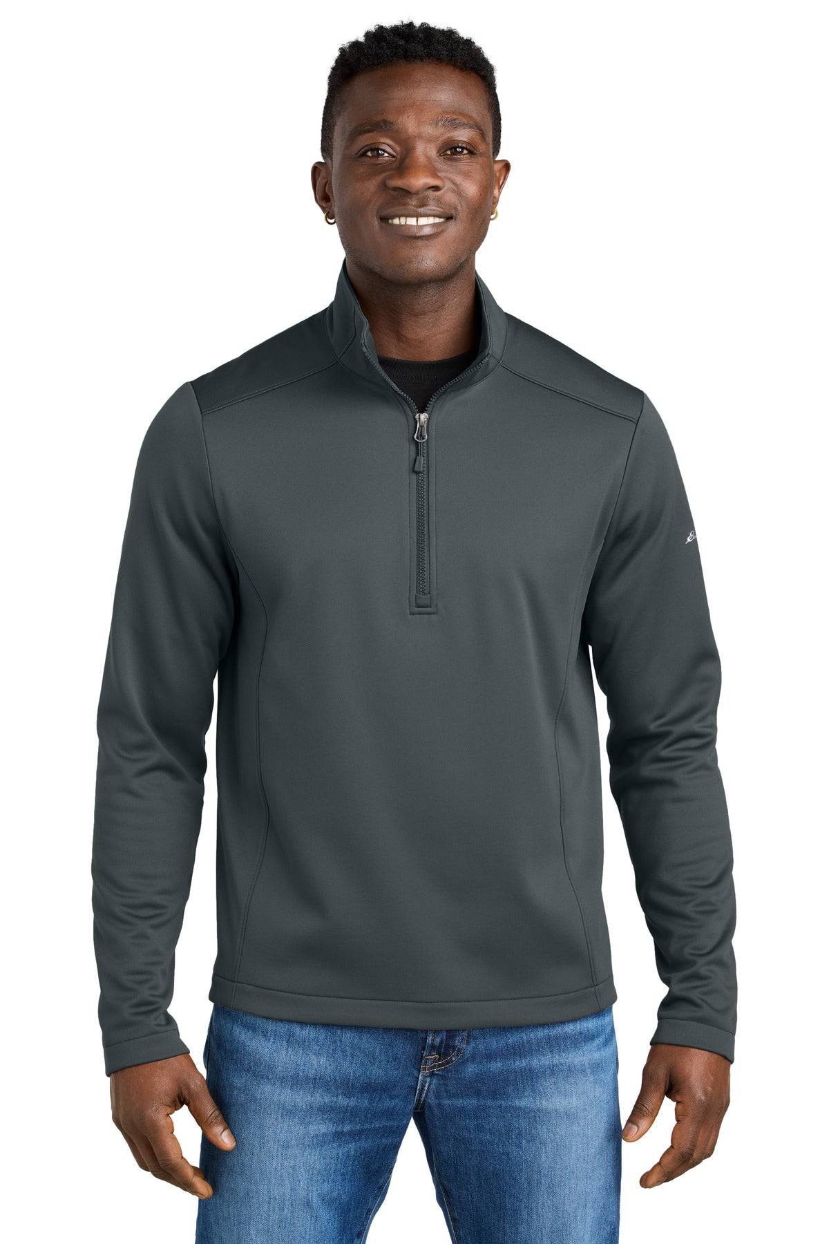 Custom logo Eddie Bauer® Smooth Mid Layer Fleece 1/2-Zip EB2360 in Iron Gate