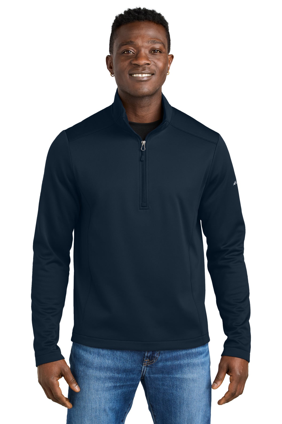 Custom logo Eddie Bauer® Smooth Mid Layer Fleece 1/2-Zip EB2360 in River Blue Navy