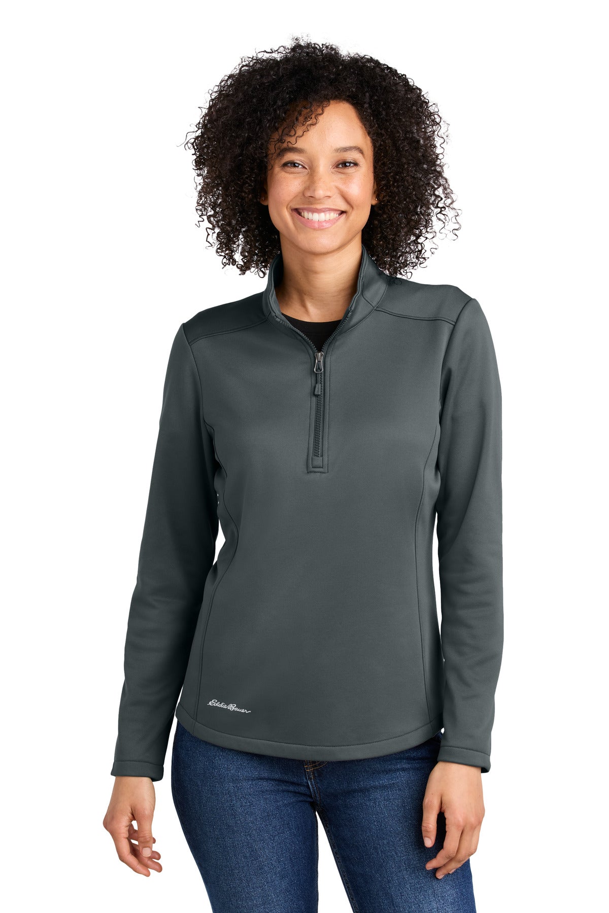 Custom logo Eddie Bauer® Women's Smooth Mid Layer Fleece 1/2-Zip EB2370 in Iron Gate