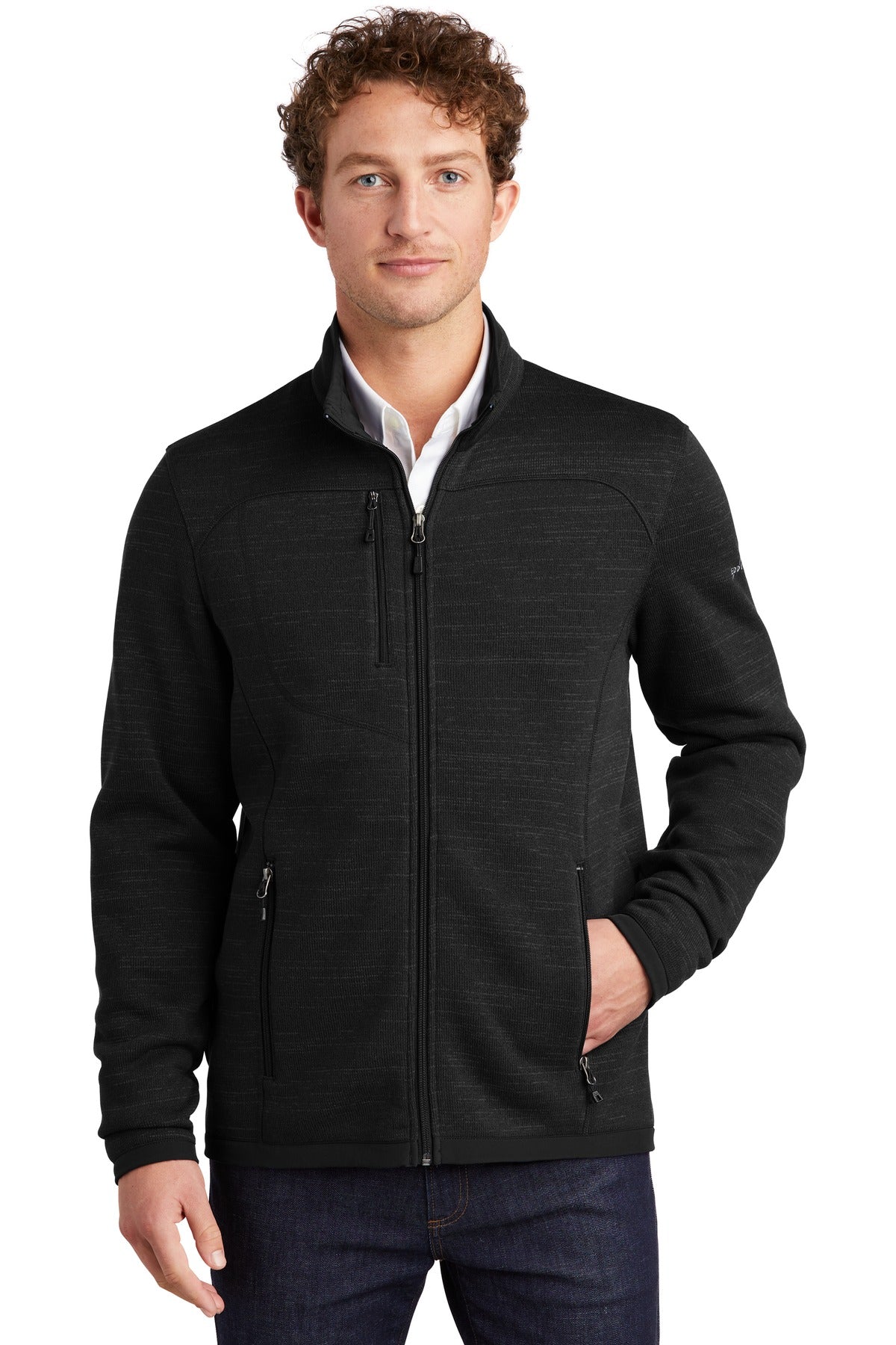 Custom logo Eddie Bauer ® Sweater Fleece Full-Zip. EB250 in Black