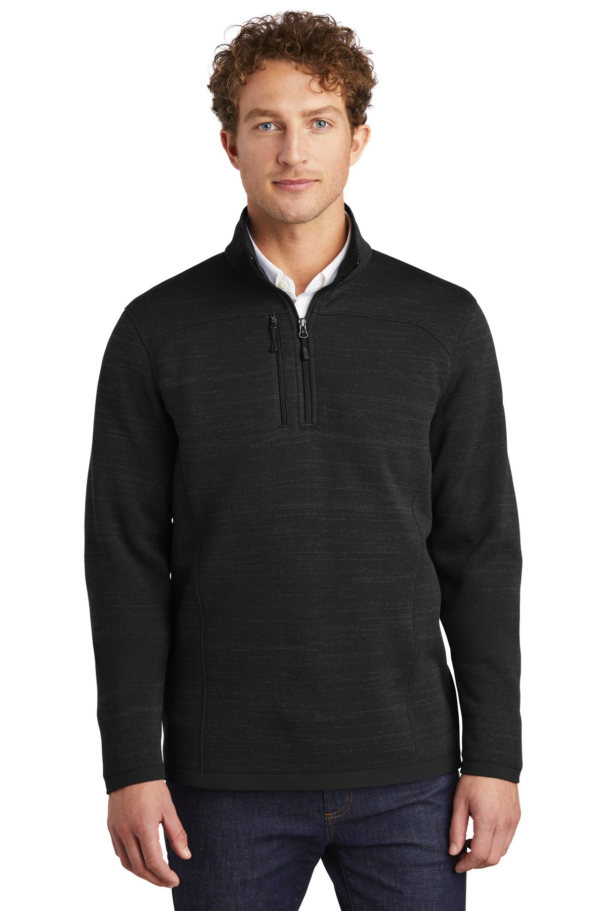 Custom logo Eddie Bauer ® Sweater Fleece 1/4-Zip. EB254 in Black