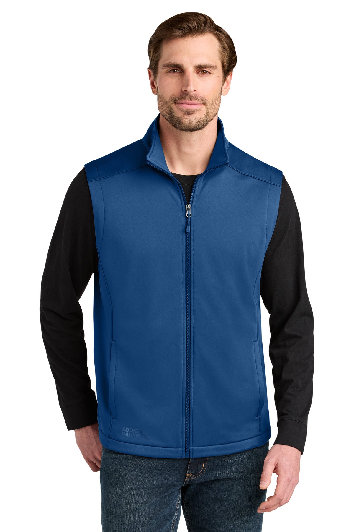Custom logo Eddie Bauer® Smooth Mid Layer Fleece Vest EB2560 in Cobalt Blue