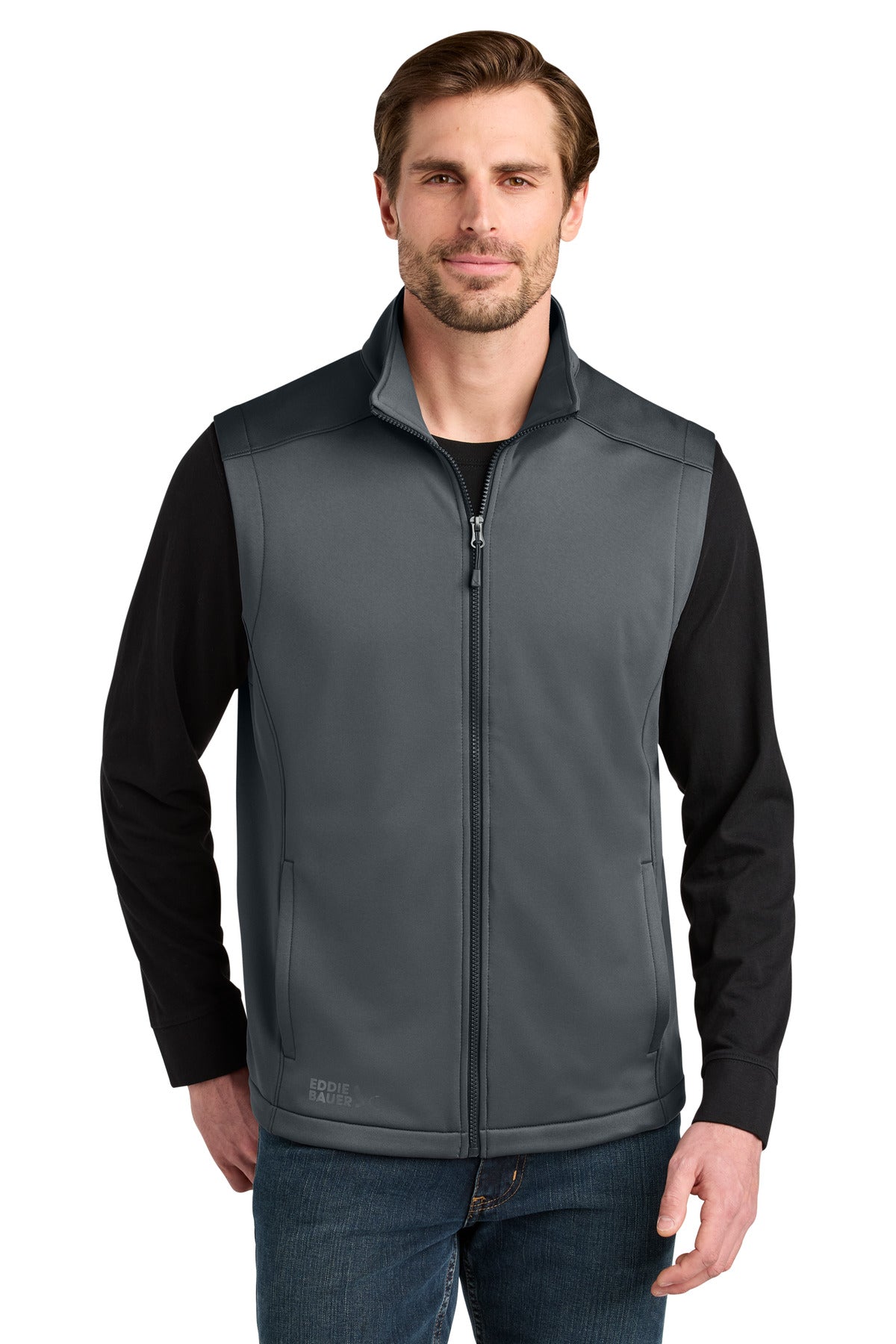 Custom logo Eddie Bauer® Smooth Mid Layer Fleece Vest EB2560 in Iron Gate