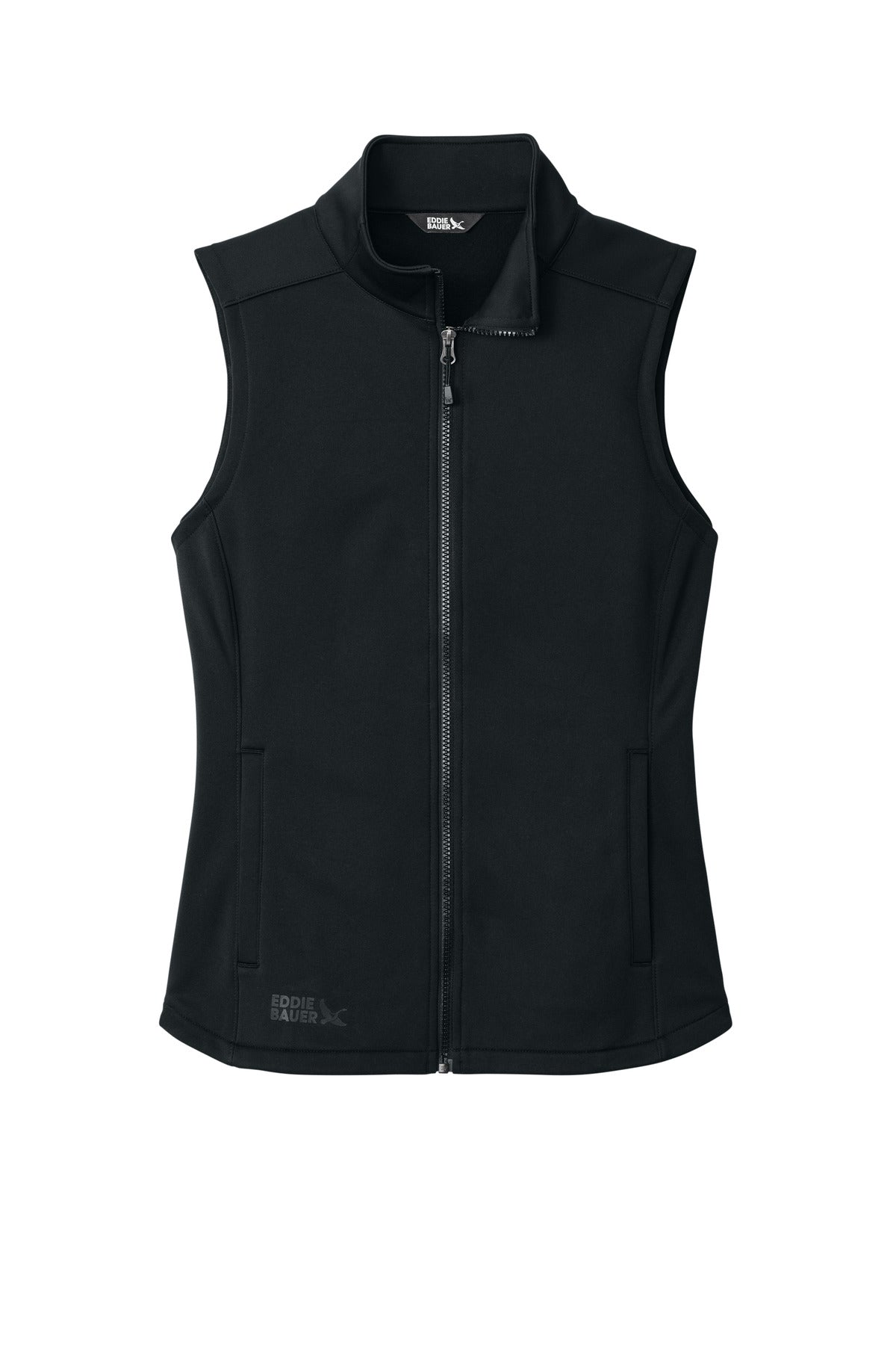 Custom logo Eddie Bauer® Women's Smooth Mid Layer Fleece Vest EB2570 in Black