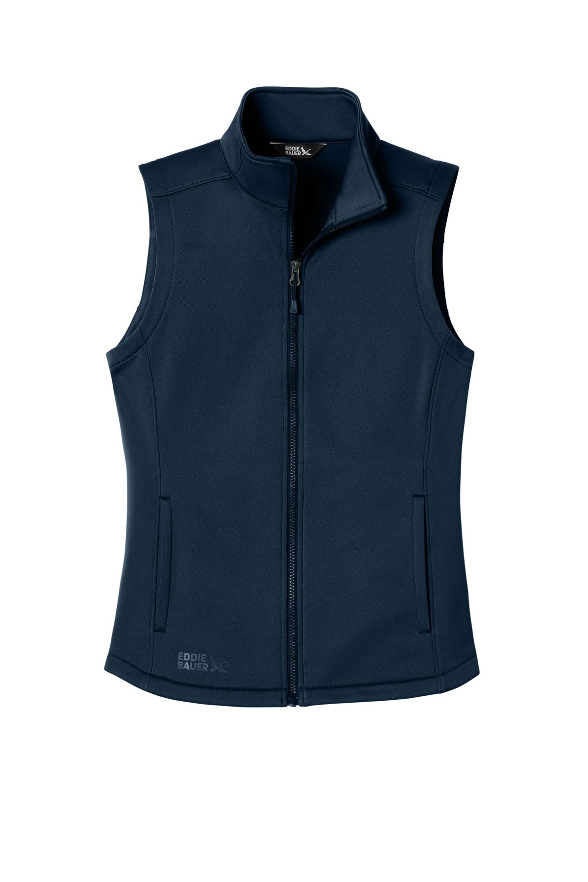 Custom logo Eddie Bauer® Women's Smooth Mid Layer Fleece Vest EB2570 in River Blue Navy