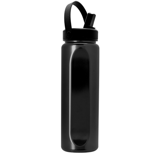 Boss Embossed RPET Bottle with Flip-Straw, Swivel Handle Lid - 26 oz.