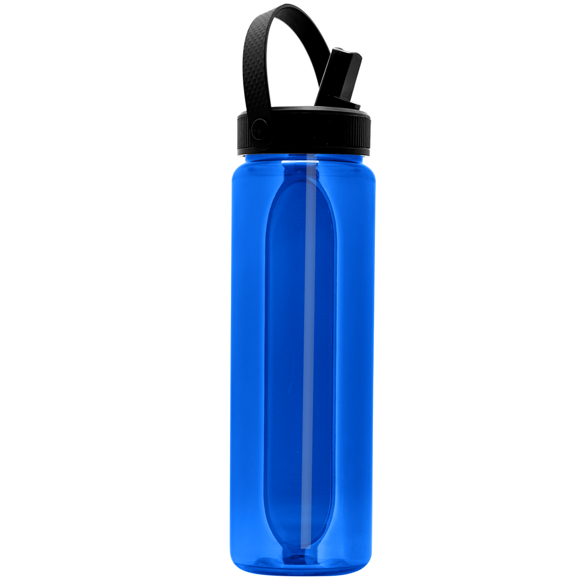 Custom logo Boss Embossed RPET Bottle with Flip-Straw, Swivel Handle Lid - 26 oz.