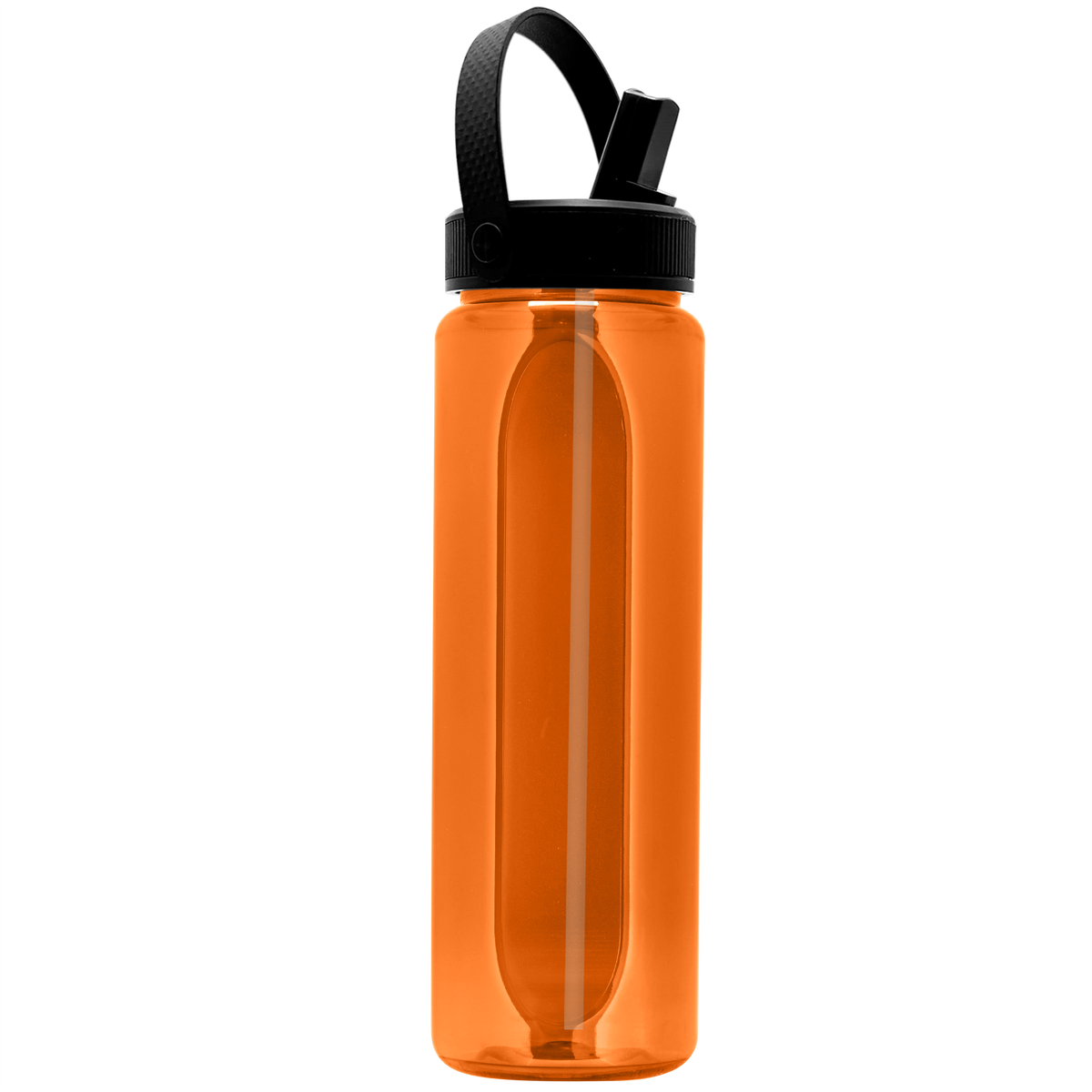 Custom logo Boss Embossed RPET Bottle with Flip-Straw, Swivel Handle Lid - 26 oz.