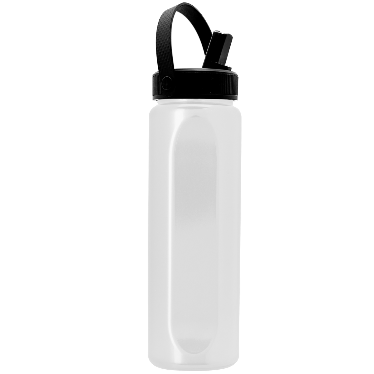 Custom logo Boss Embossed RPET Bottle with Flip-Straw, Swivel Handle Lid - 26 oz.