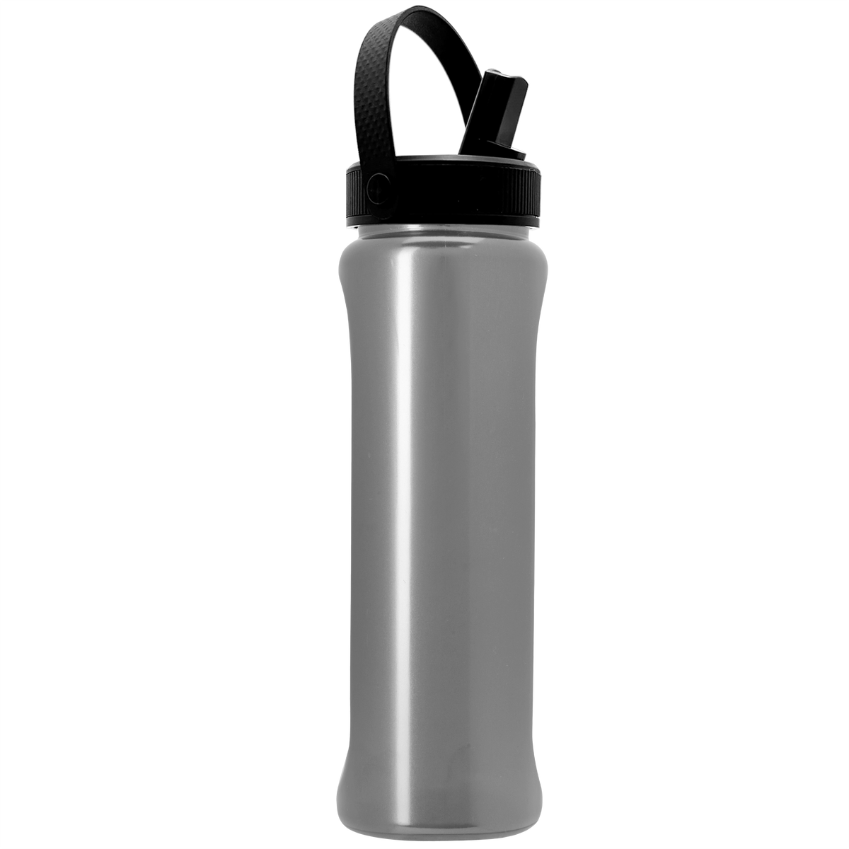 Custom logo Boss Embossed RPET Bottle with Flip-Straw, Swivel Handle Lid - 26 oz.