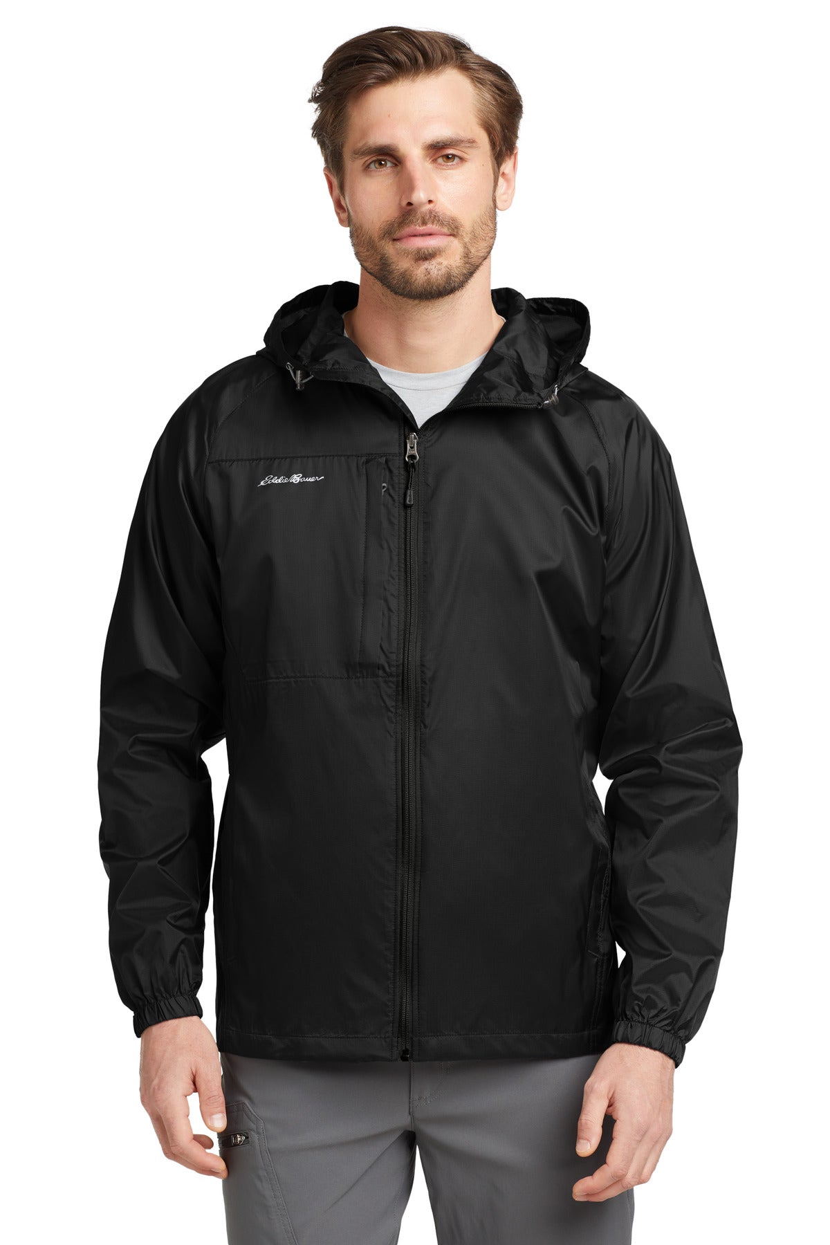 Custom logo Eddie Bauer® - Packable Wind Jacket. EB500 in Black