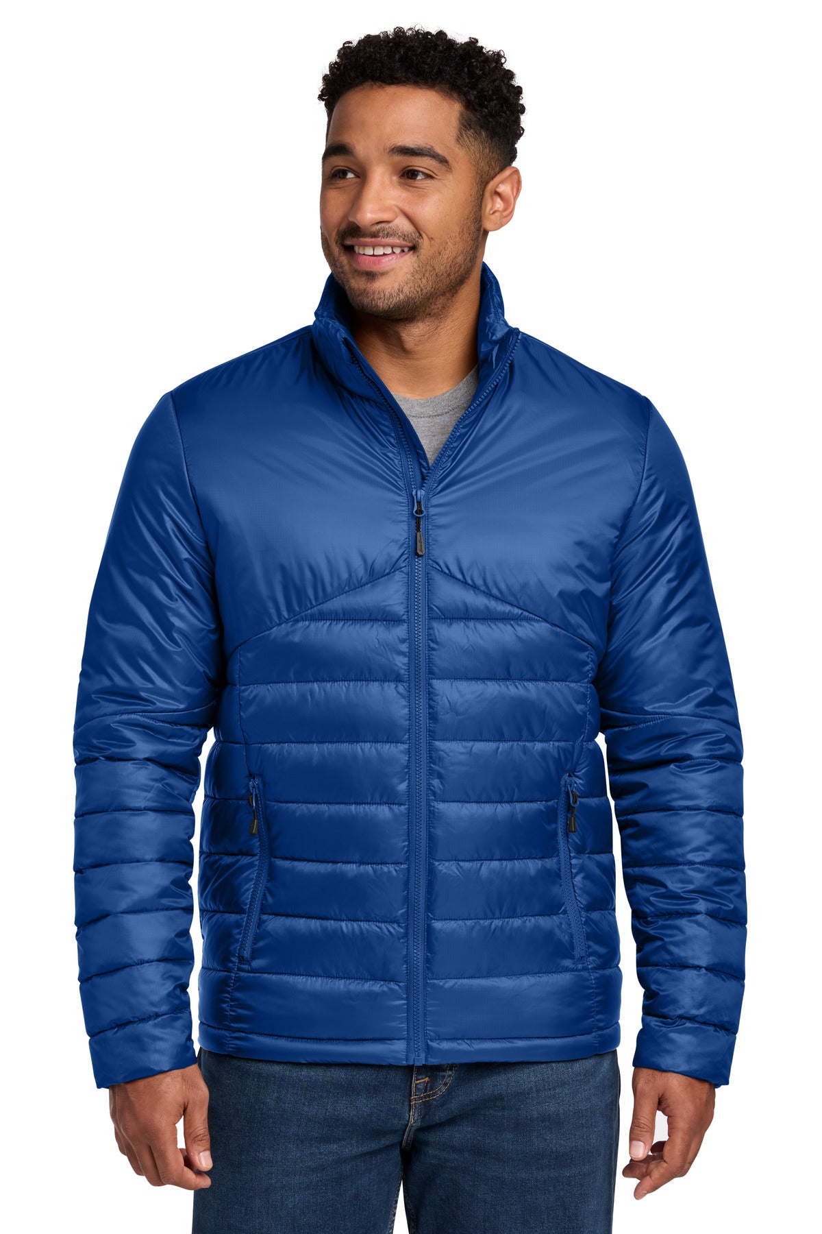 Custom logo Eddie Bauer® Quilted Jacket EB510 in Cobalt Blue