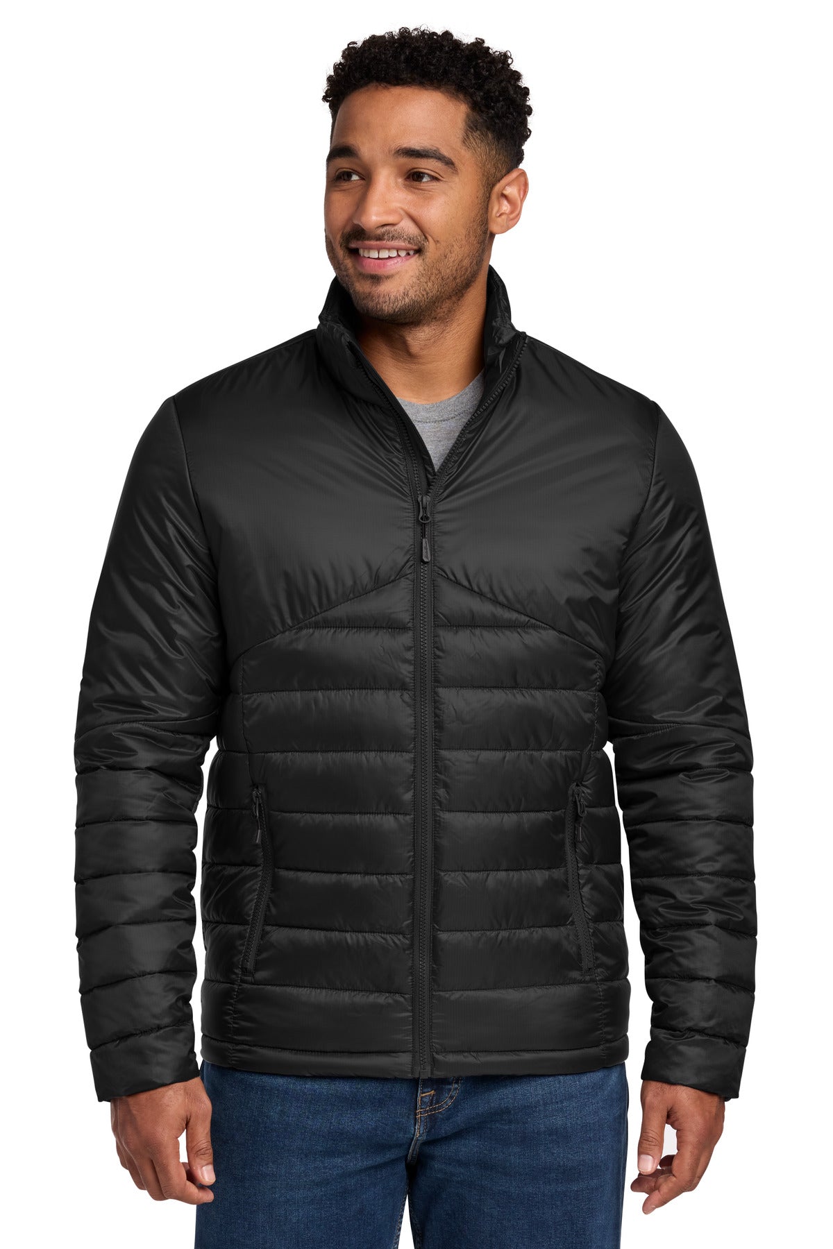 Custom logo Eddie Bauer® Quilted Jacket EB510 in Deep Black
