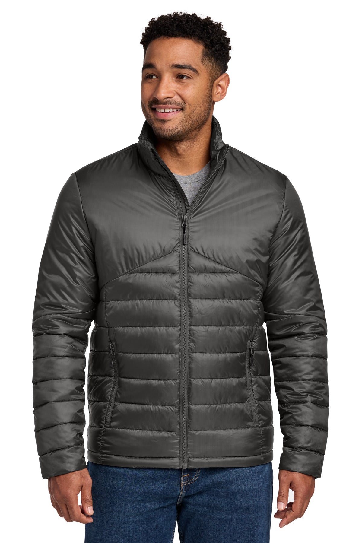Custom logo Eddie Bauer® Quilted Jacket EB510 in Iron Gate