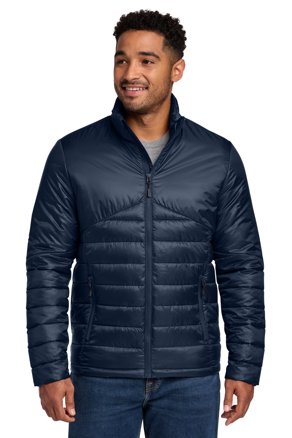 Custom logo Eddie Bauer® Quilted Jacket EB510 in River Blue Navy