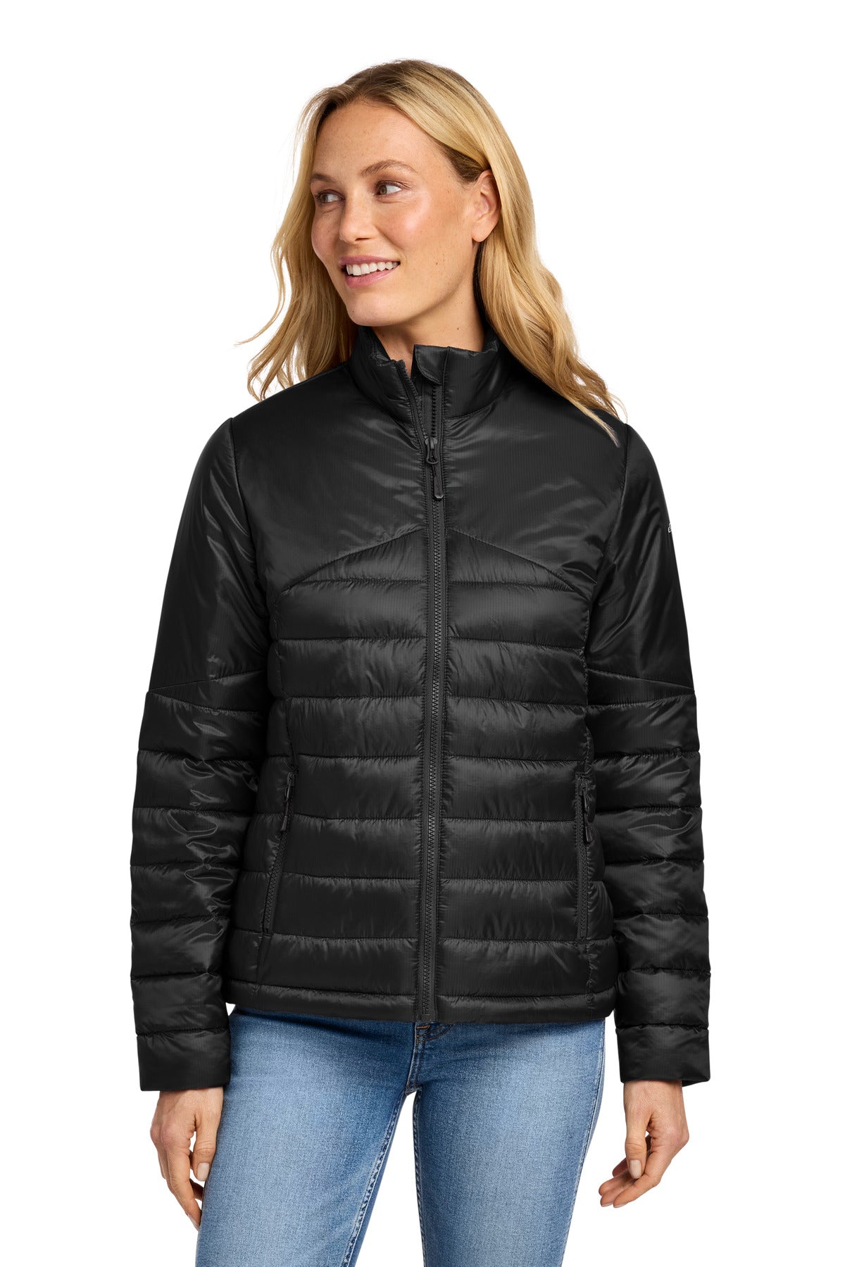 Custom logo Eddie Bauer® Women's Quilted Jacket EB511 in Deep Black