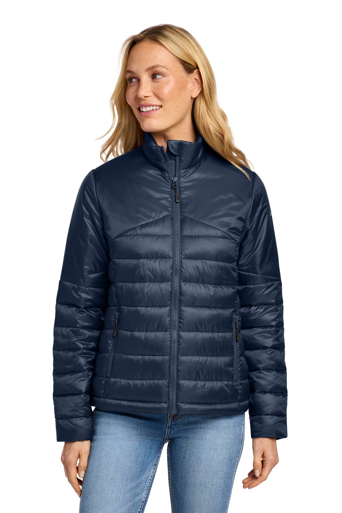 Custom logo Eddie Bauer® Women's Quilted Jacket EB511 in River Blue Navy