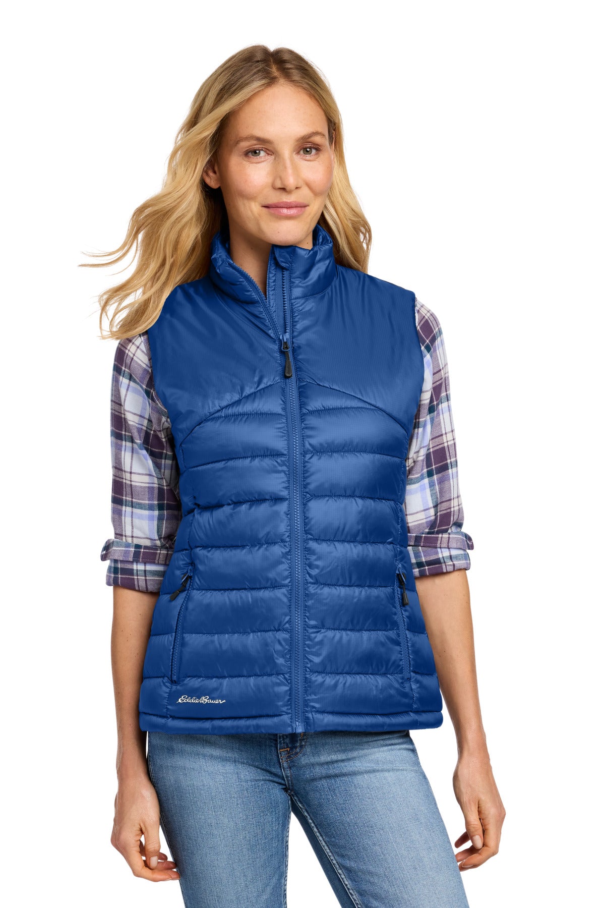 Custom logo Eddie Bauer® Women's Quilted Vest EB513 in Cobalt Blue