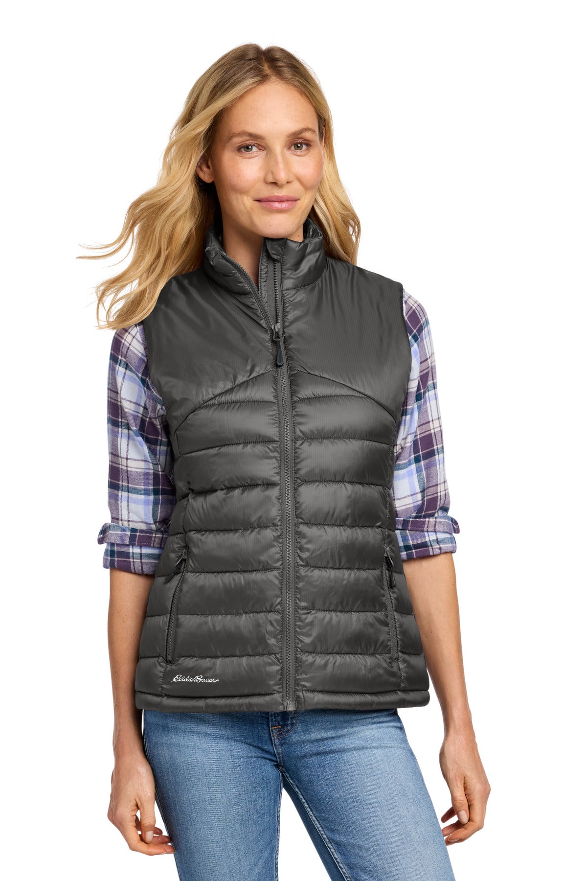 Custom logo Eddie Bauer® Women's Quilted Vest EB513 in Iron Gate