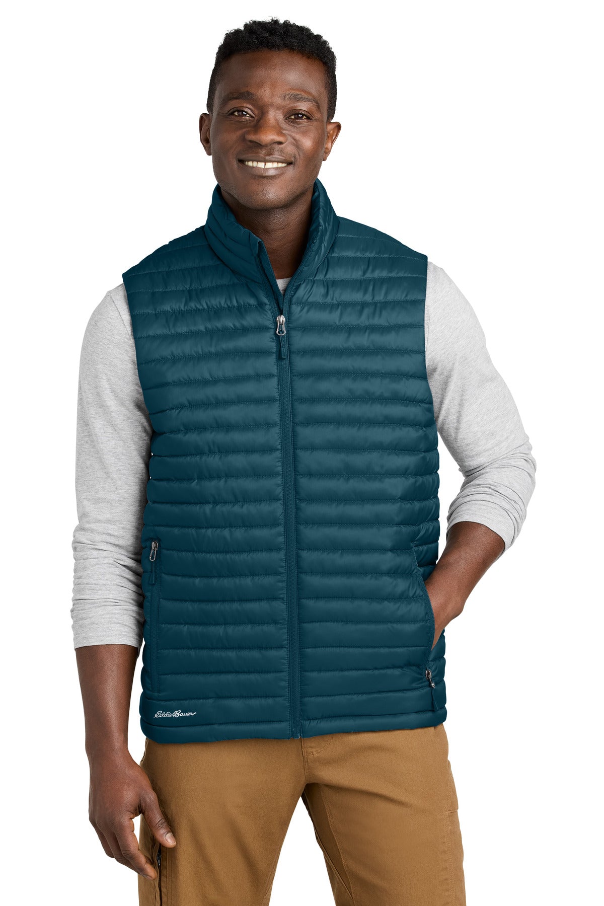 Custom logo Eddie Bauer® Packable Quilted Vest EB516 in Adriatic Blue