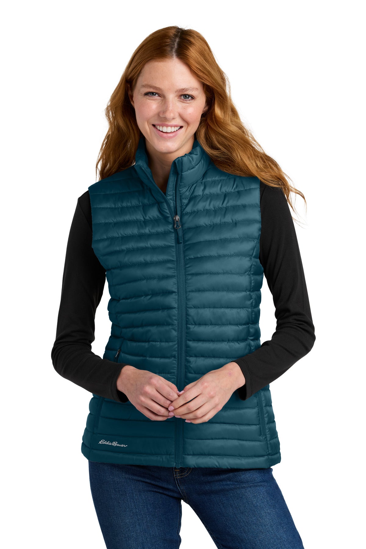 Custom logo Eddie Bauer® Women's Packable Quilted Vest EB517 in Adriatic Blue