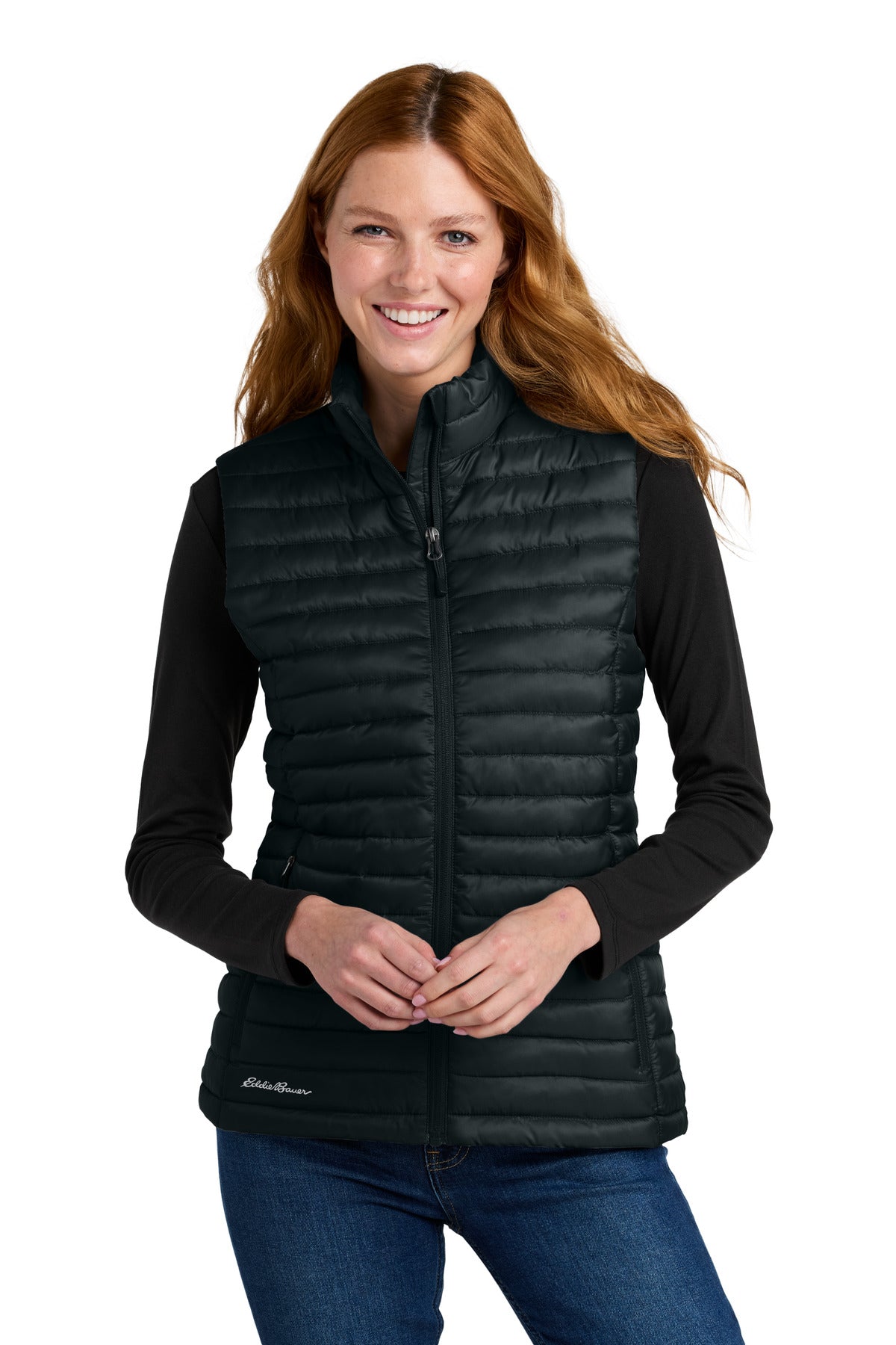 Custom logo Eddie Bauer® Women's Packable Quilted Vest EB517 in Black