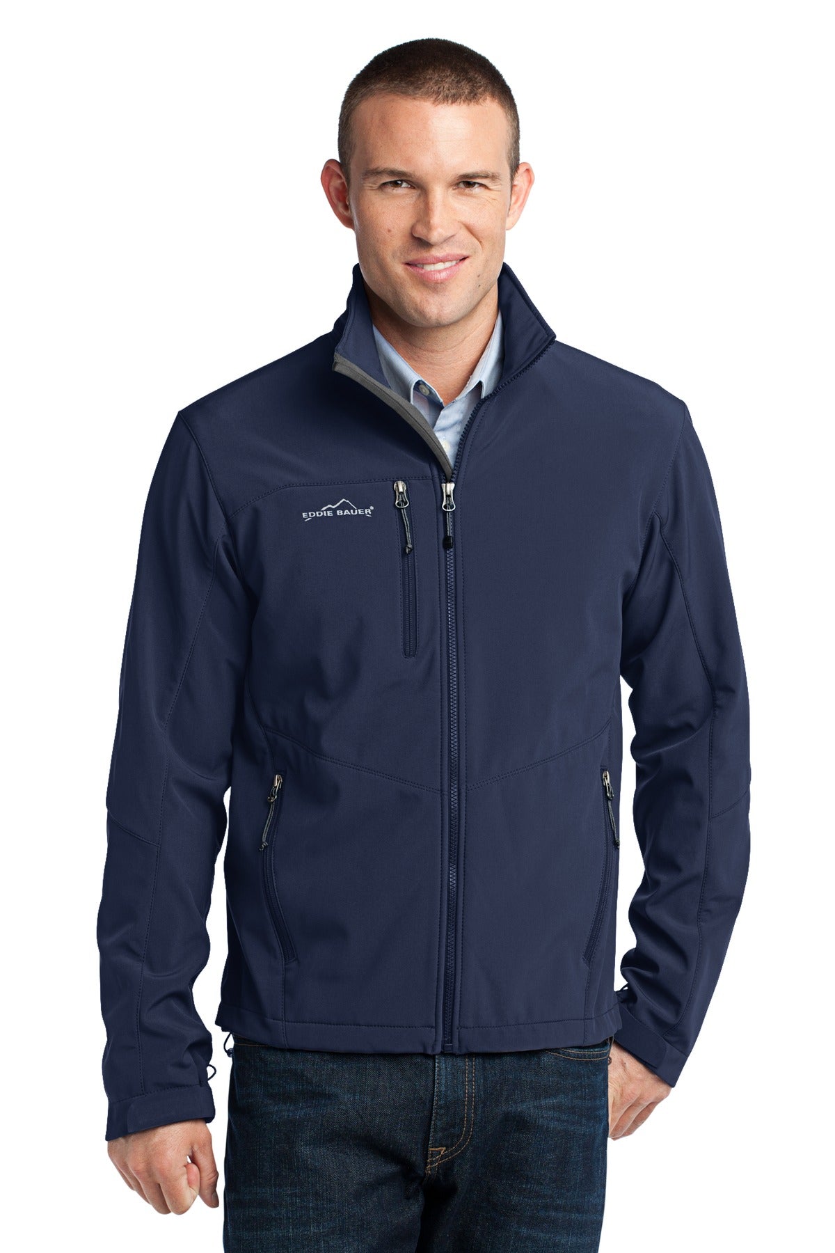 Custom logo Eddie Bauer® - Soft Shell Jacket. EB530 in River Blue Navy