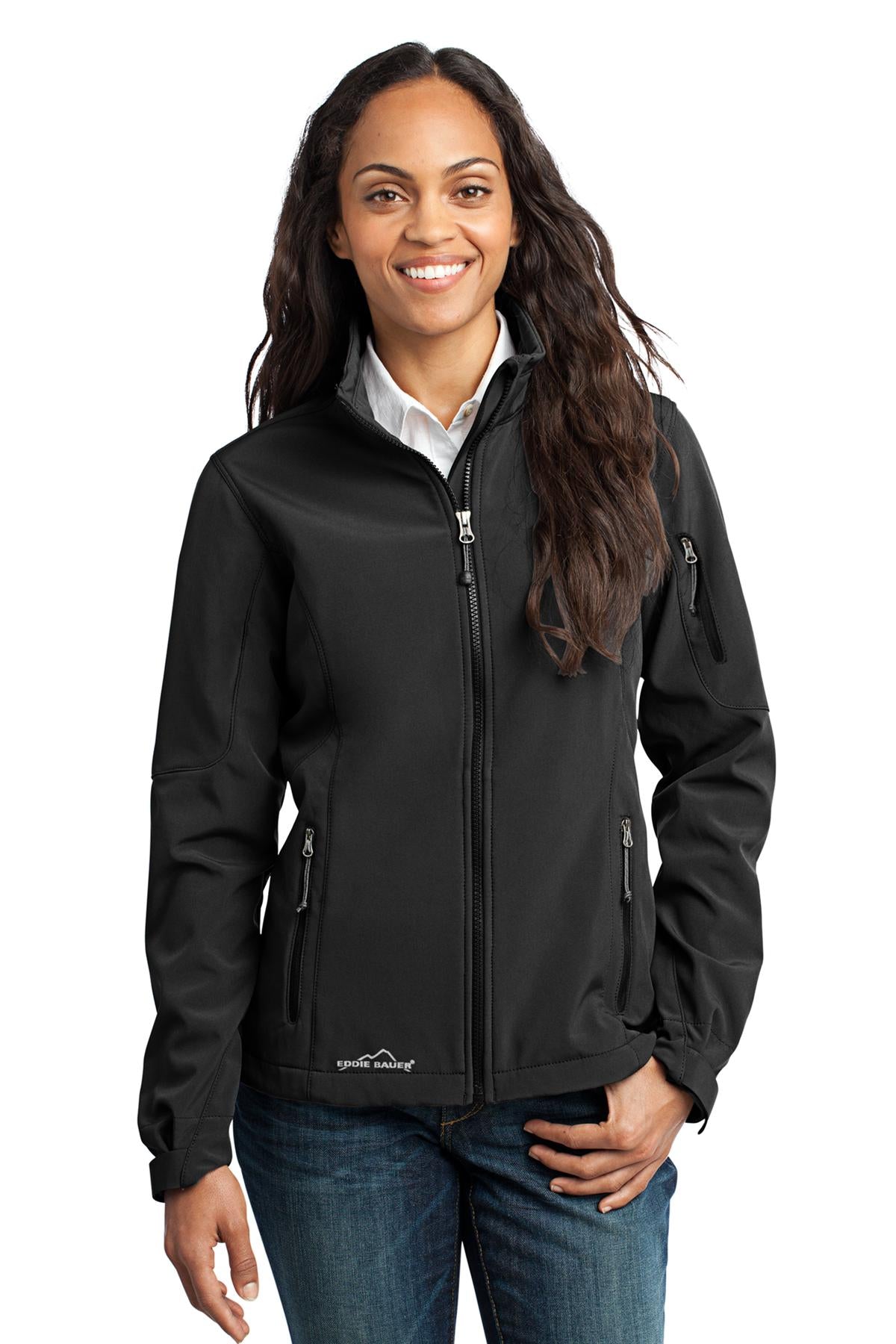 Custom logo Eddie Bauer® Women's Soft Shell Jacket. EB531 in Black