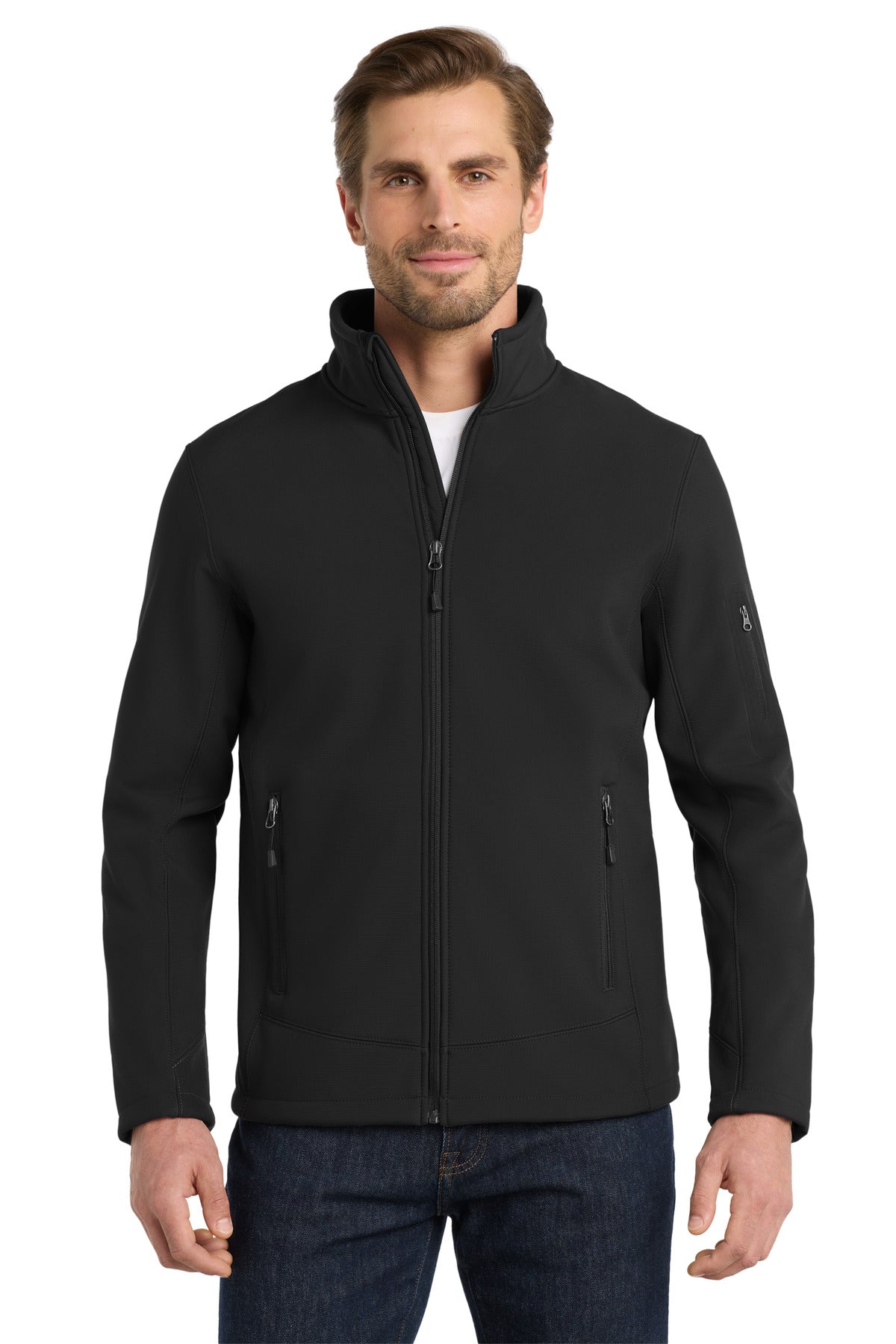Custom logo Eddie Bauer® Rugged Ripstop Soft Shell Jacket. EB534 in Black