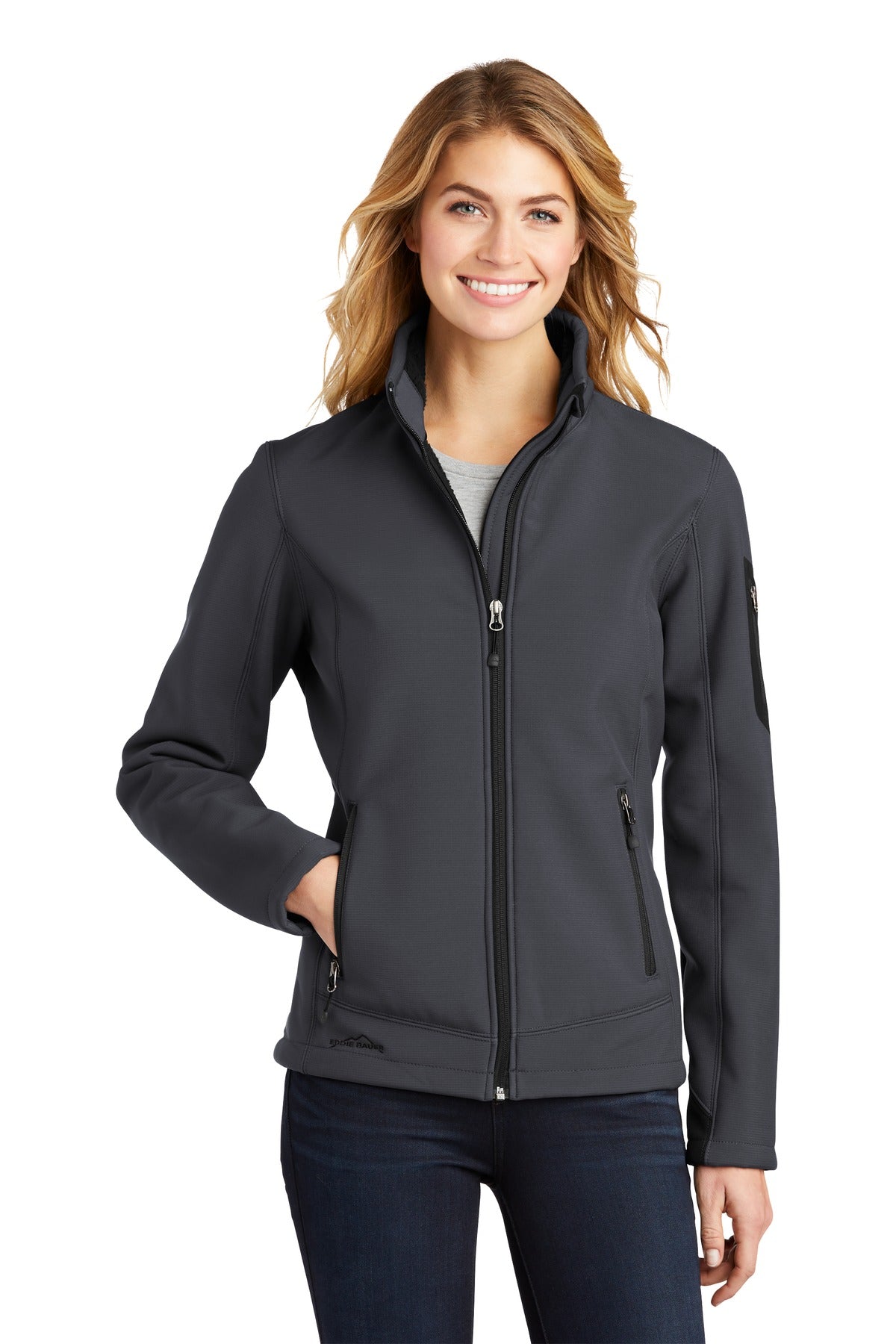 Custom logo Eddie Bauer® Women's Rugged Ripstop Soft Shell Jacket. EB535 in Grey Steel